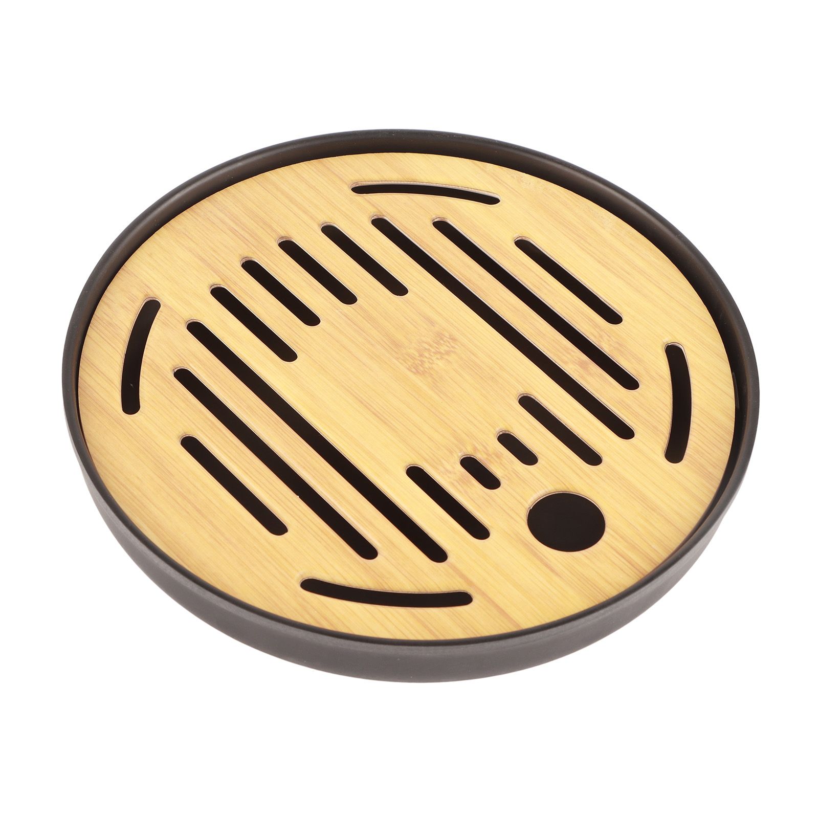 Bamboo Round Tea Tray Teapot Mat Serving Tray Drainage Water Storage Tea Set Home Supplies8in - Image 2