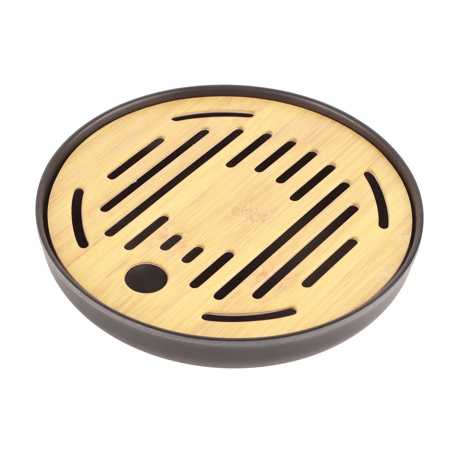 Bamboo Round Tea Tray Teapot Mat Serving Tray Drainage Water Storage Tea Set Home Supplies8in - Image 3