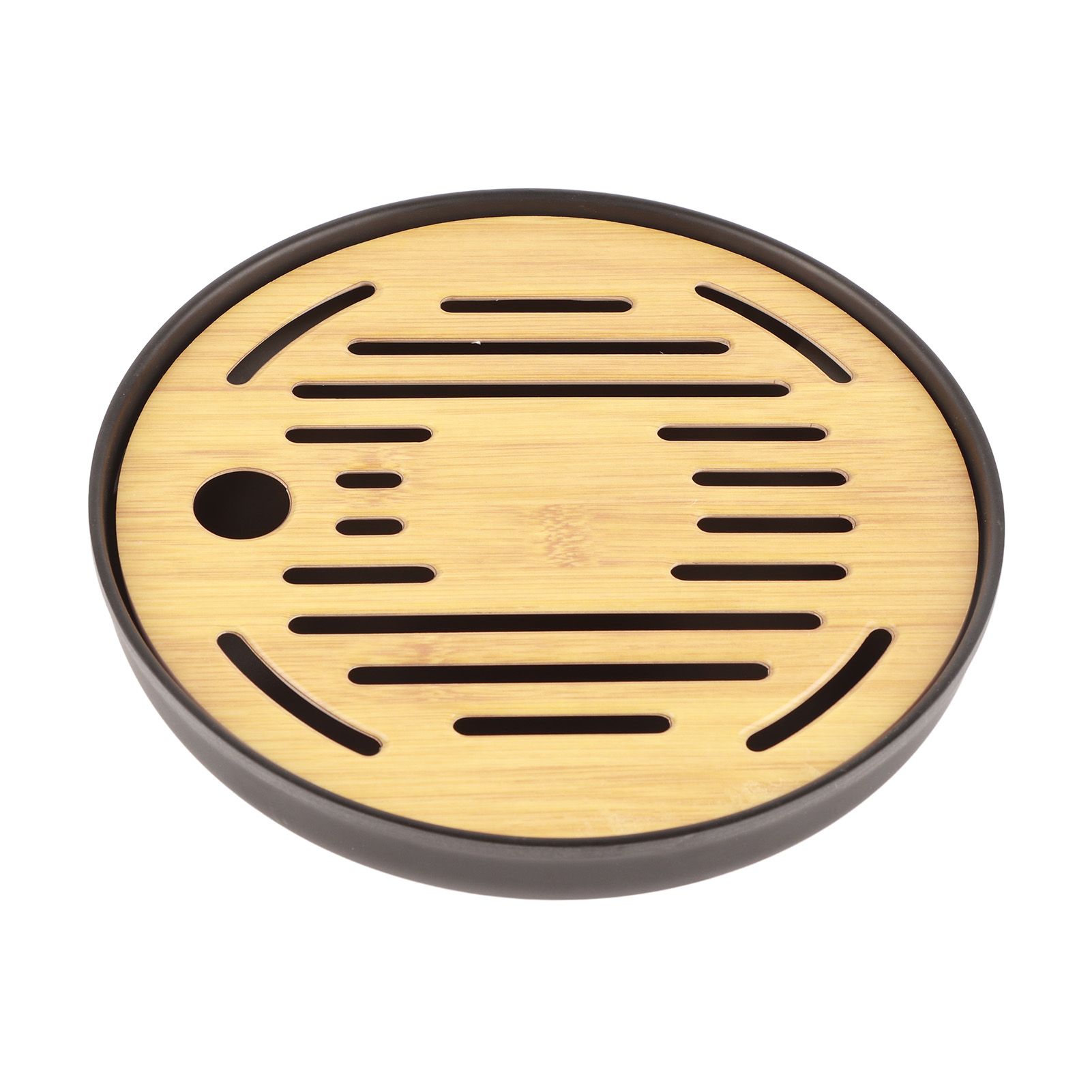 Bamboo Round Tea Tray Teapot Mat Serving Tray Drainage Water Storage Tea Set Home Supplies8in - Image 4