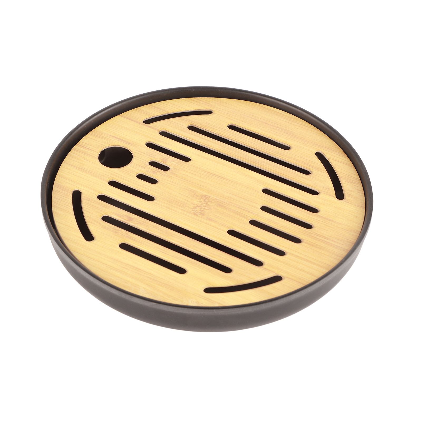 Bamboo Round Tea Tray Teapot Mat Serving Tray Drainage Water Storage Tea Set Home Supplies8in - Image 5