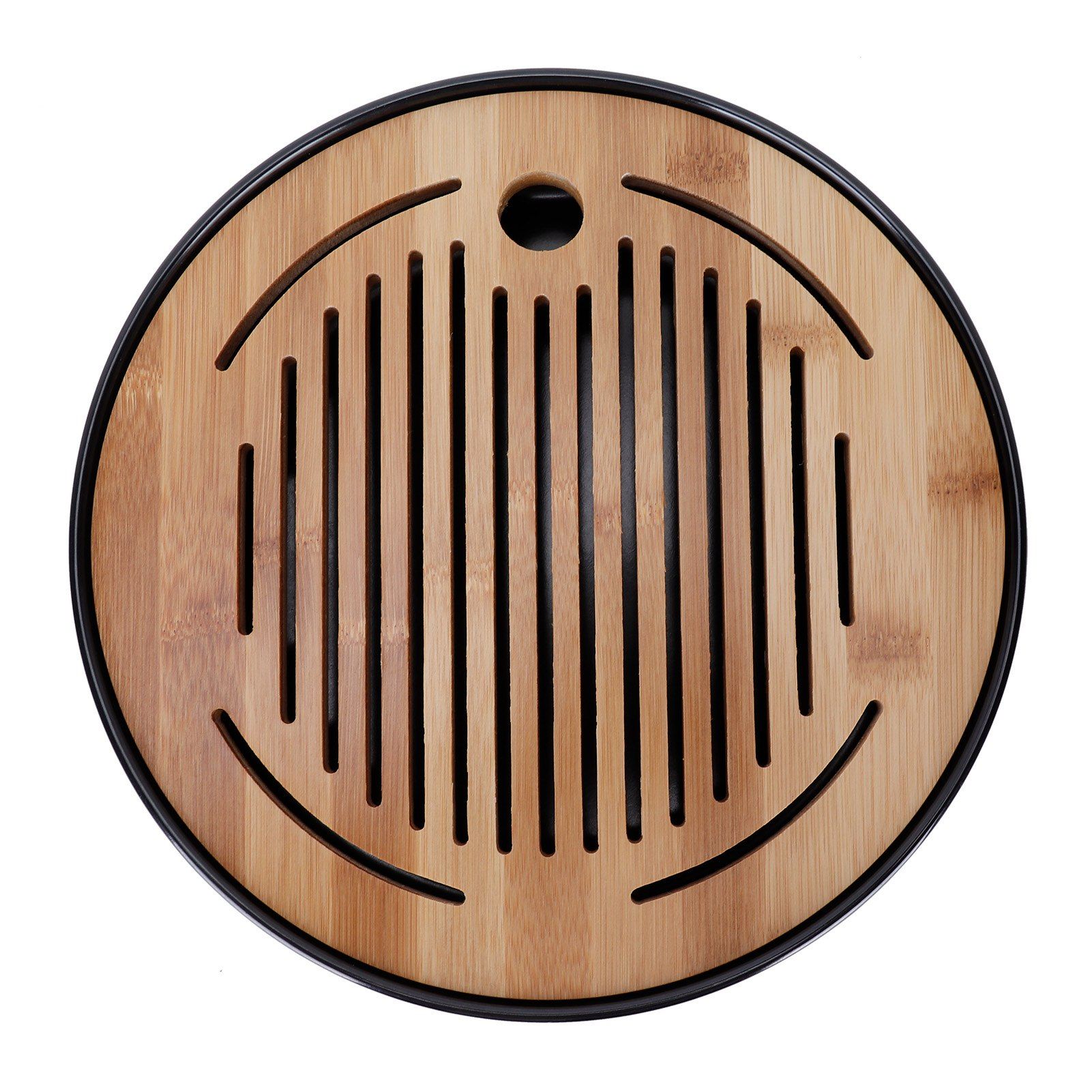 Bamboo Round Tea Tray Teapot Mat Serving Tray Drainage Water Storage Tea Set Home Supplies10in - Image 5