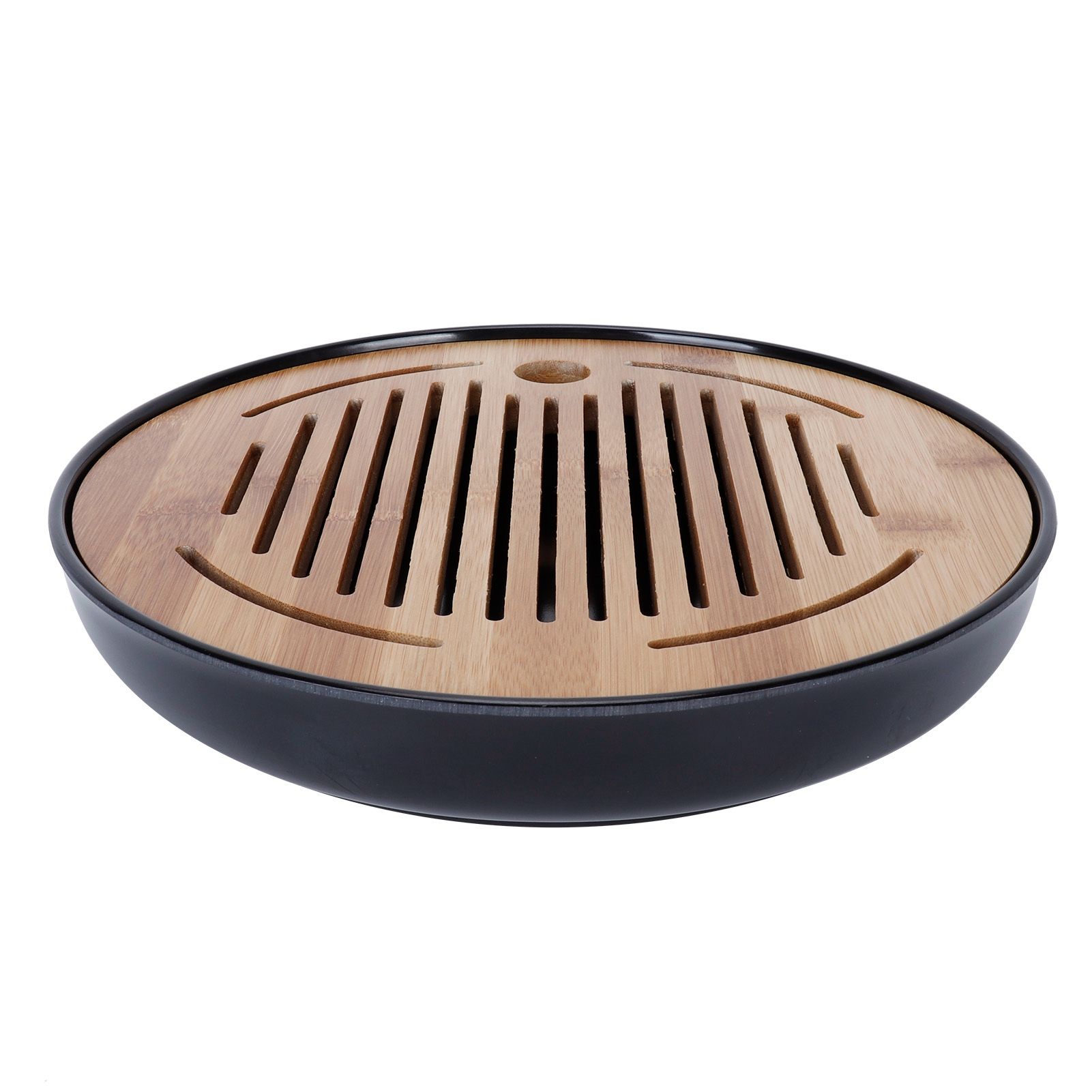 Bamboo Round Tea Tray Teapot Mat Serving Tray Drainage Water Storage Tea Set Home Supplies10in - Image 6