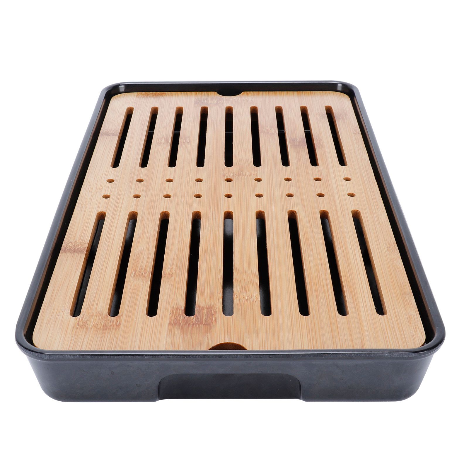 Rectangle Bamboo Tea Tray Teapot Mat Serving Tray Draining Board Tea Set Home Kitchen Use13in 1100ml - Image 3