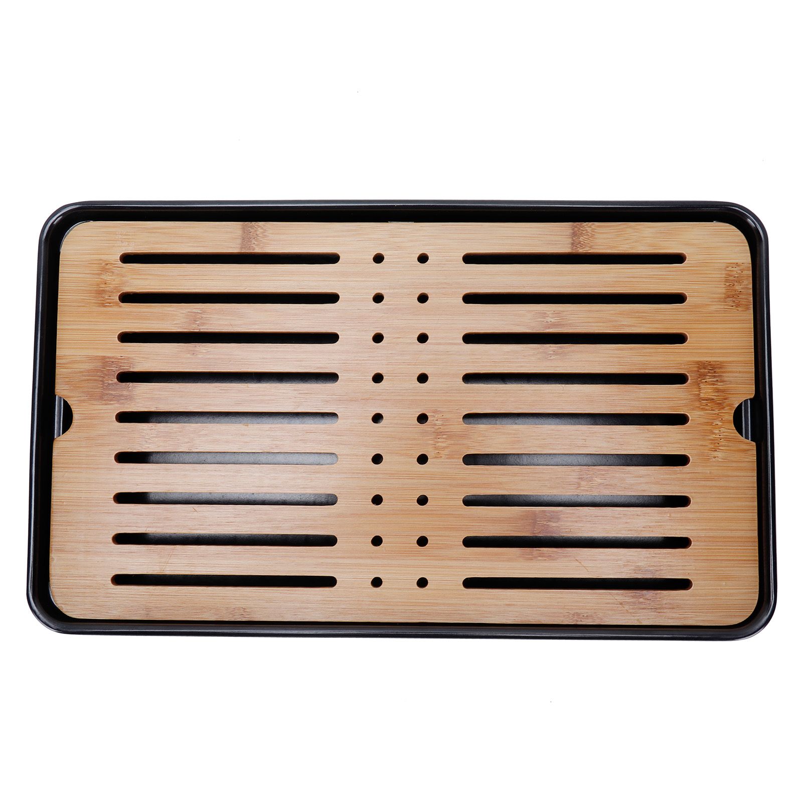 Rectangle Bamboo Tea Tray Teapot Mat Serving Tray Draining Board Tea Set Home Kitchen Use13in 1100ml - Image 4
