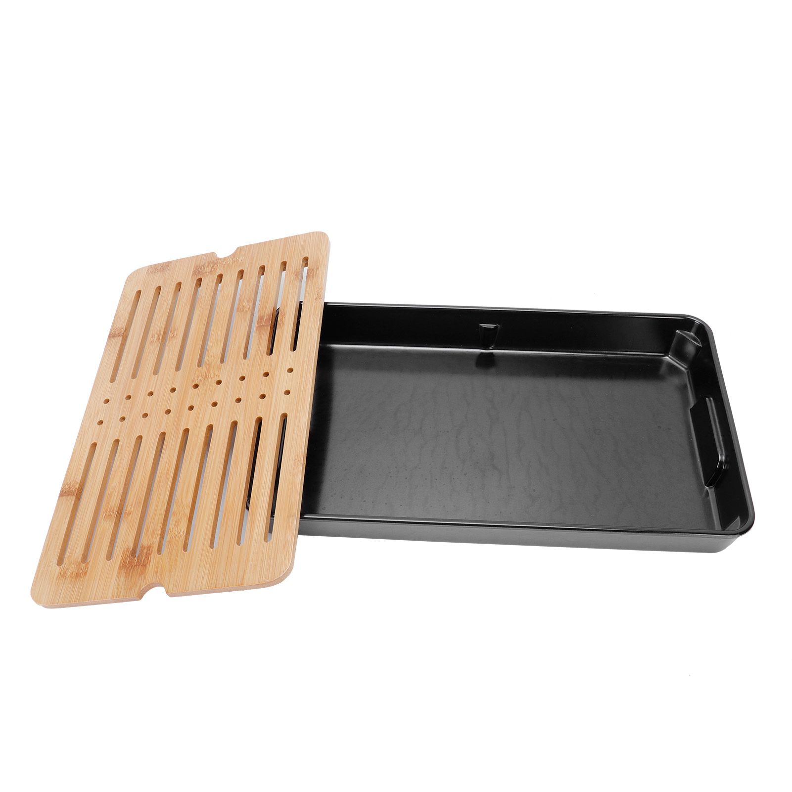 Rectangle Bamboo Tea Tray Teapot Mat Serving Tray Draining Board Tea Set Home Kitchen Use13in 1100ml - Image 5
