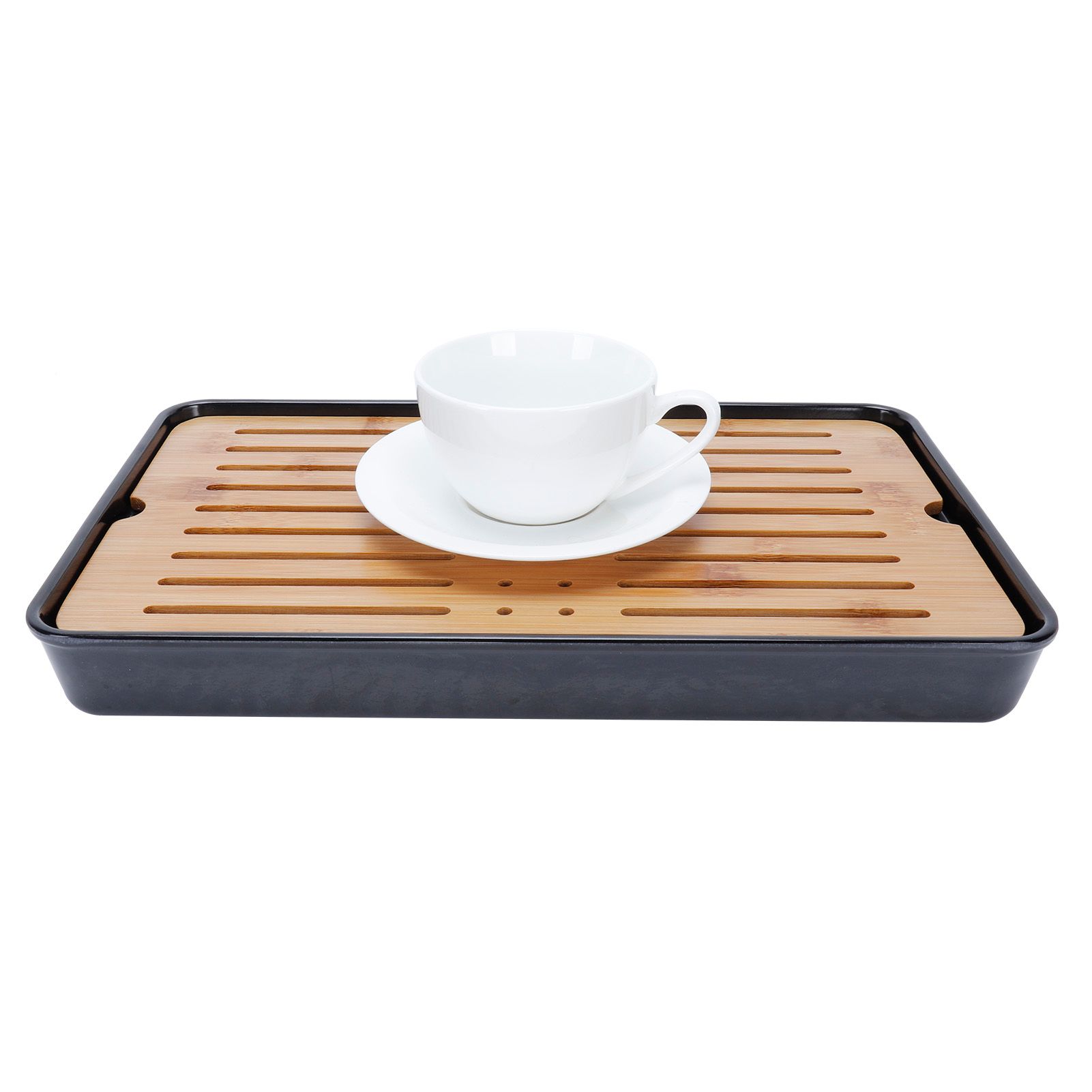 Rectangle Bamboo Tea Tray Teapot Mat Serving Tray Draining Board Tea Set Home Kitchen Use13in 1100ml - Image 6