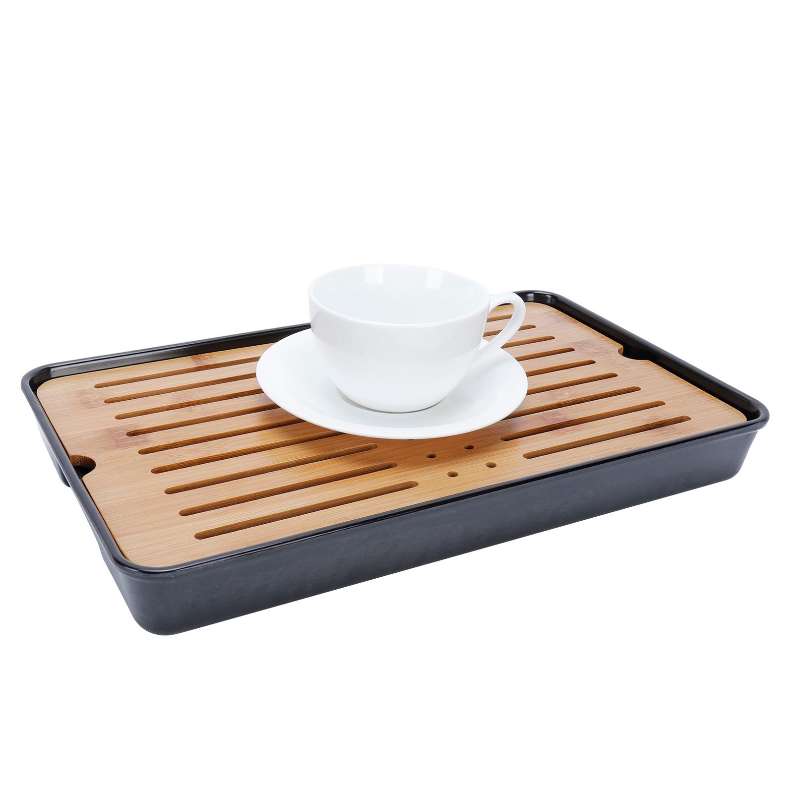 Rectangle Bamboo Tea Tray Teapot Mat Serving Tray Draining Board Tea Set Home Kitchen Use13in 1100ml - Image 7
