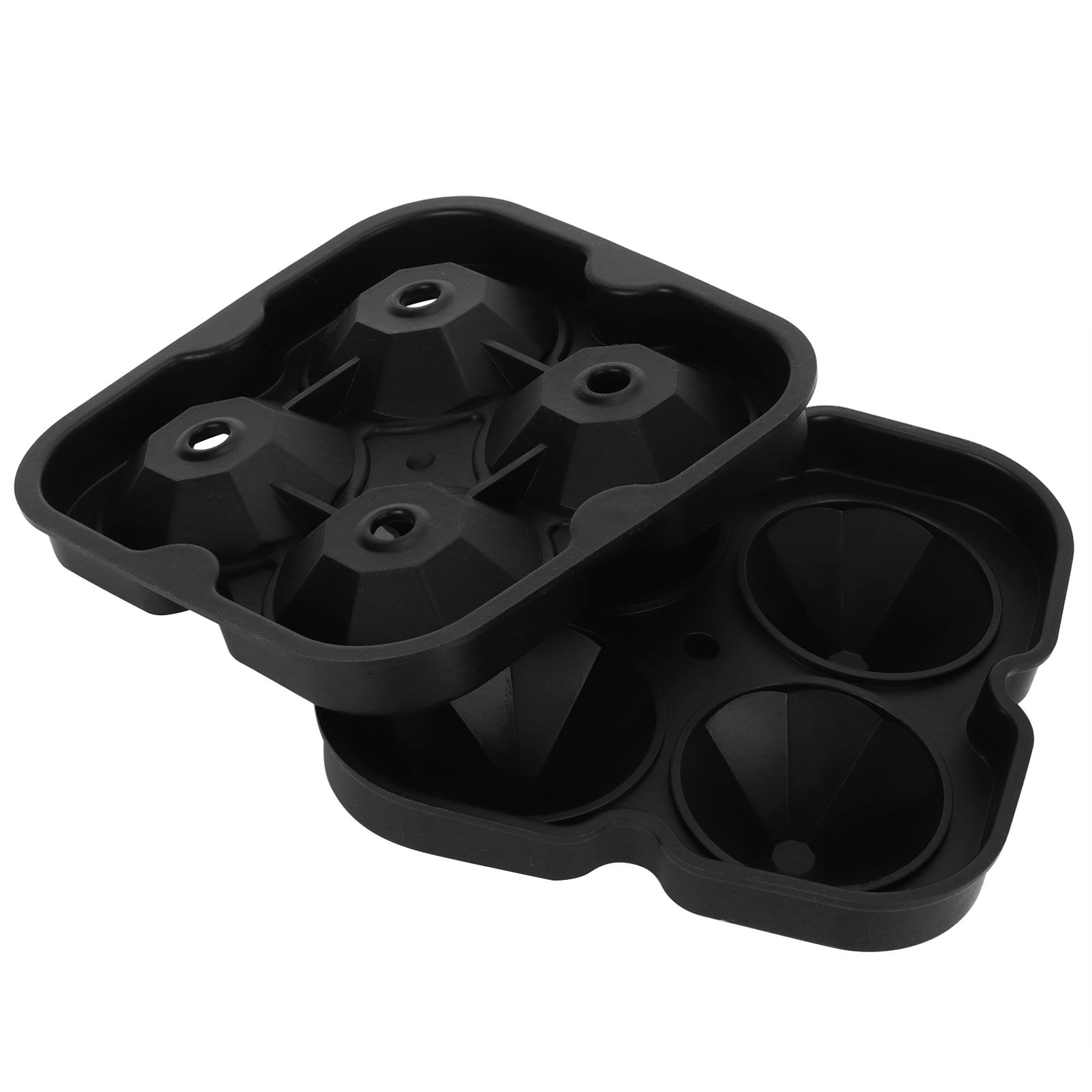 4Grid Ice Mold Reusable DiamondShape Ice Cubes Maker Tray Home Kitchen Supplies(Black ) - Image 1