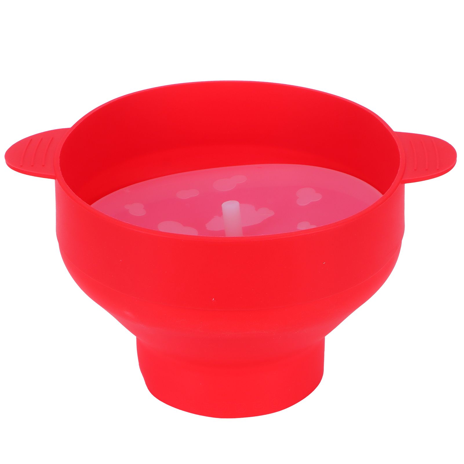 Popcorn Bucket Folding Silicone DIY Popcorn Maker Bowl with Lid Kitchen Accessory(With HandleRed ) - Image 1