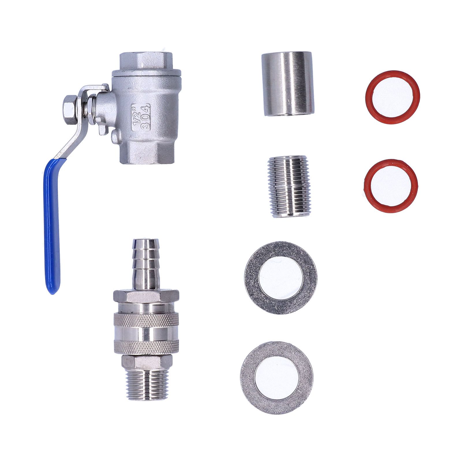 Weldless Kettle Valve Kit 1/2in BSP Ball Valve Quick Connector Bulkhead Assembly - Image 1