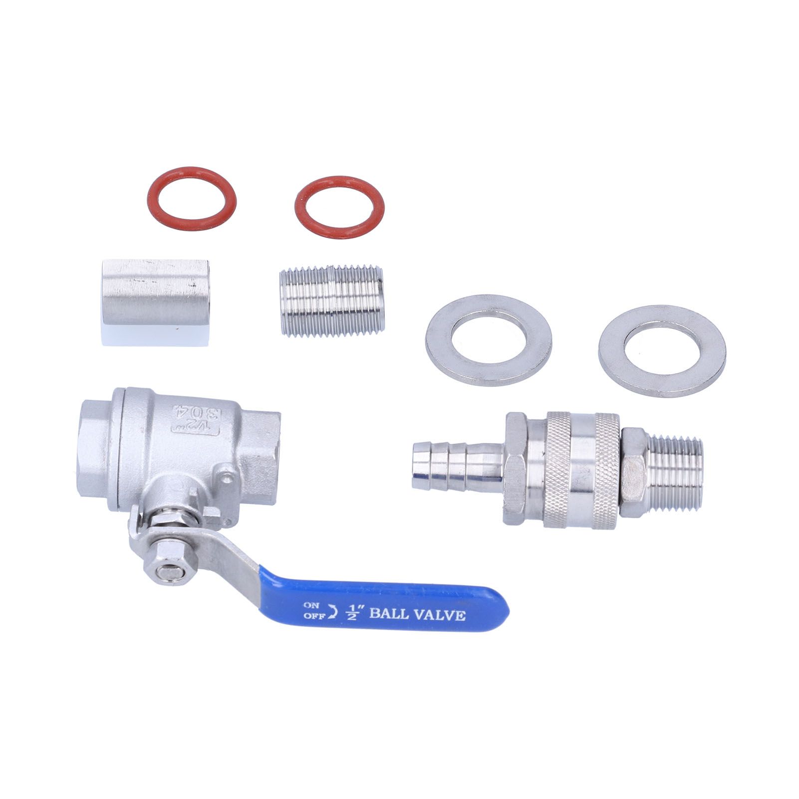 Weldless Kettle Valve Kit 1/2in BSP Ball Valve Quick Connector Bulkhead Assembly - Image 3