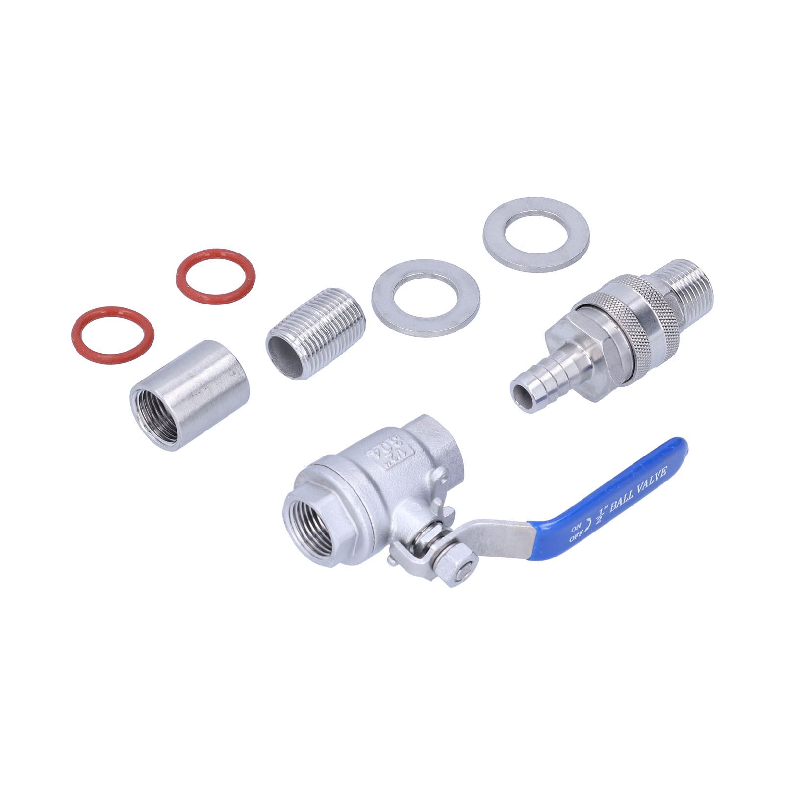 Weldless Kettle Valve Kit 1/2in BSP Ball Valve Quick Connector Bulkhead Assembly - Image 4