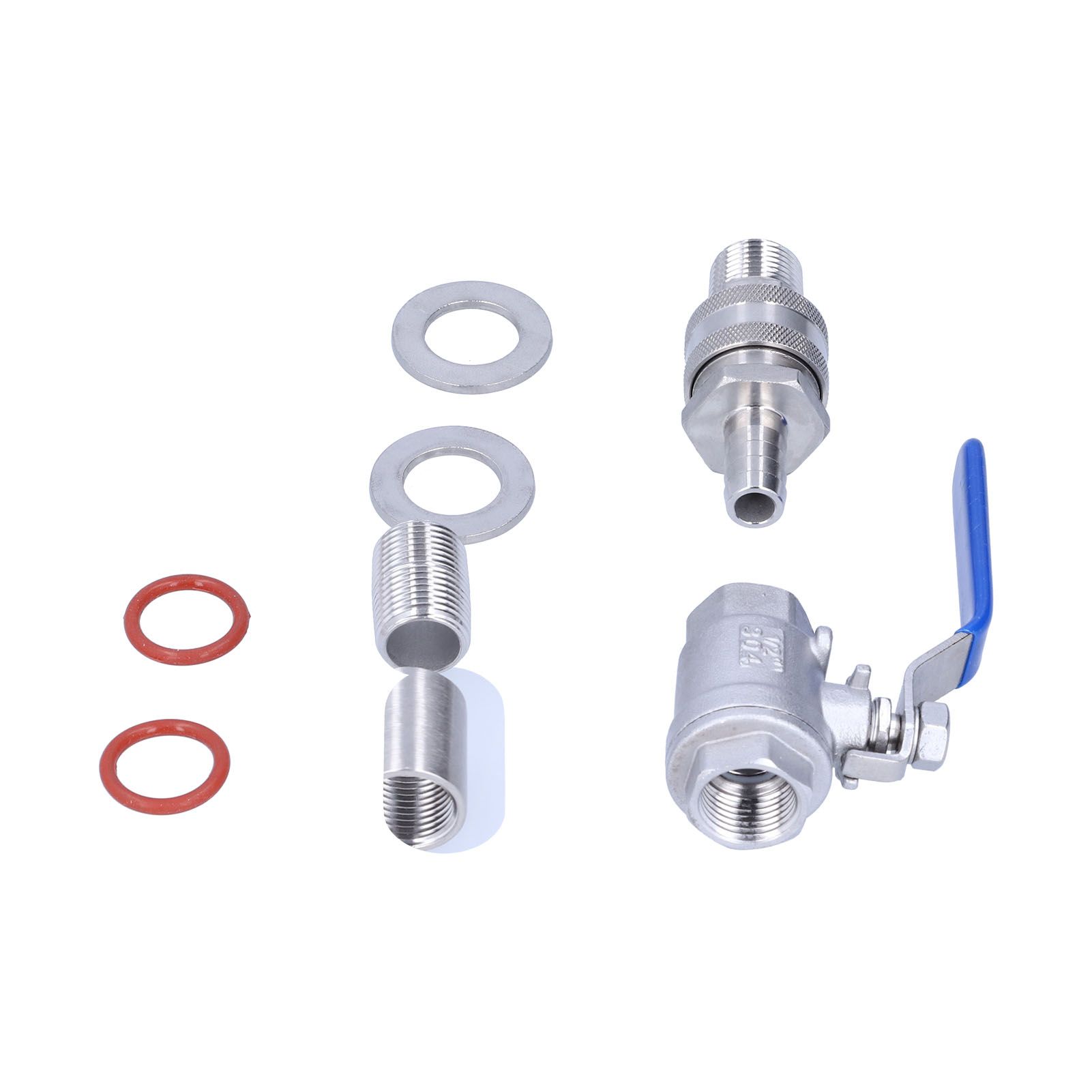 Weldless Kettle Valve Kit 1/2in BSP Ball Valve Quick Connector Bulkhead Assembly - Image 5