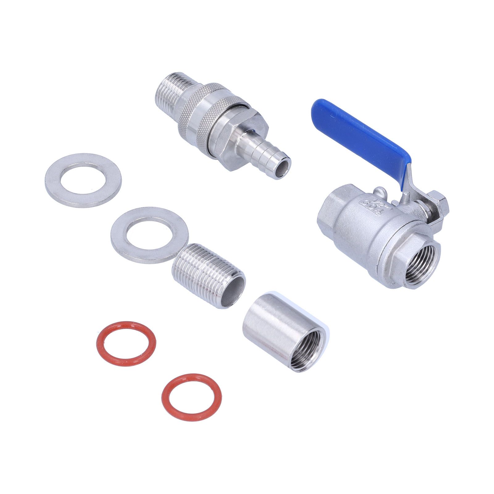 Weldless Kettle Valve Kit 1/2in BSP Ball Valve Quick Connector Bulkhead Assembly - Image 6
