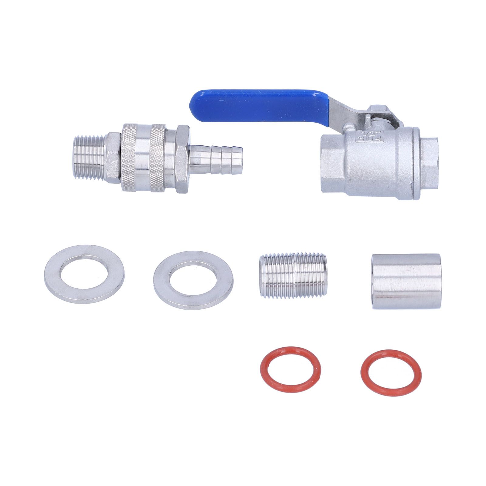 Weldless Kettle Valve Kit 1/2in BSP Ball Valve Quick Connector Bulkhead Assembly - Image 7