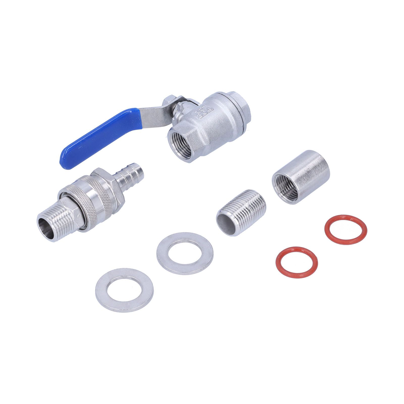 Weldless Kettle Valve Kit 1/2in BSP Ball Valve Quick Connector Bulkhead Assembly - Image 8