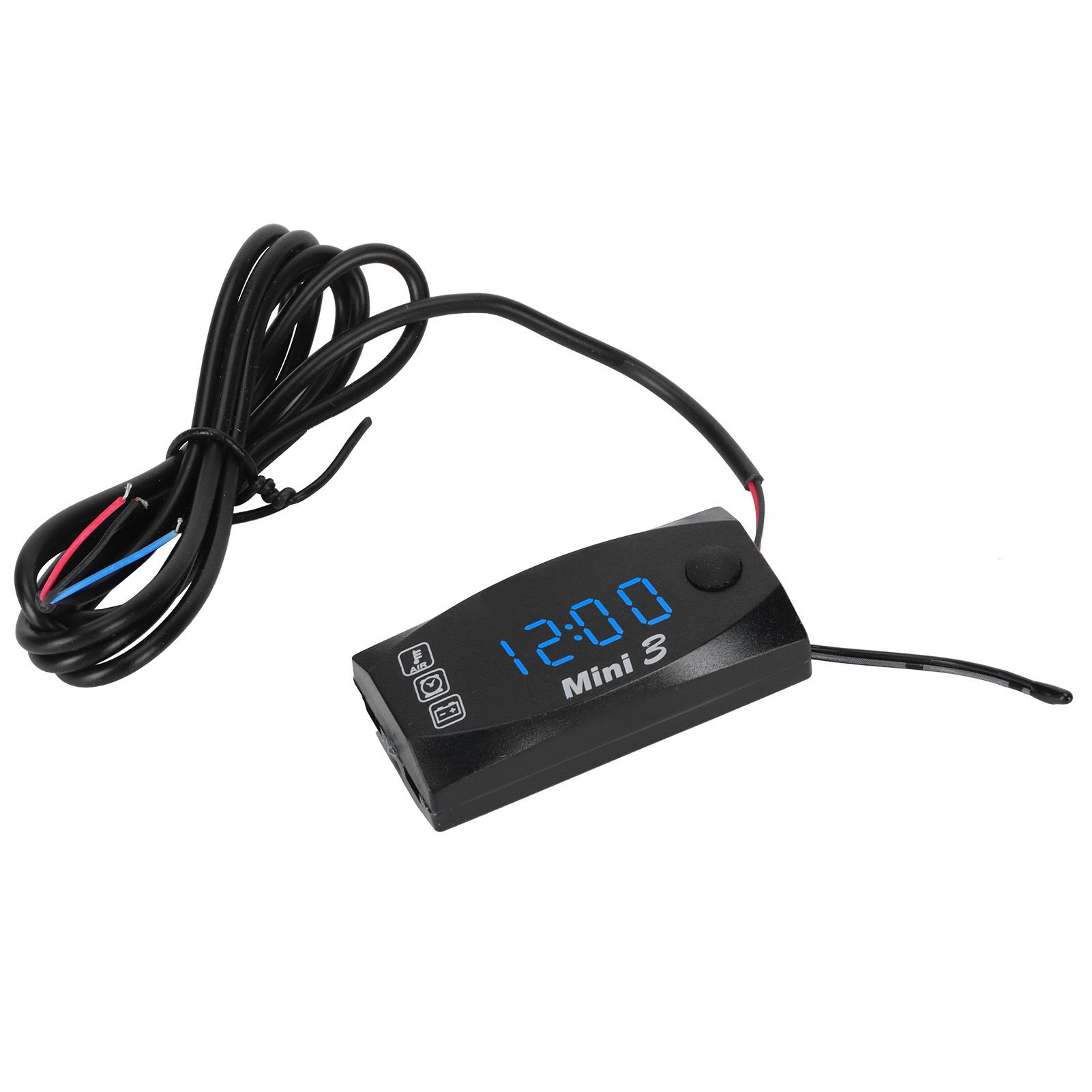 3 in 1 Waterproof LED Electronic Meter Motorcycle Digital Time Clock Thermometer VoltmeterBlue Light - Image 2