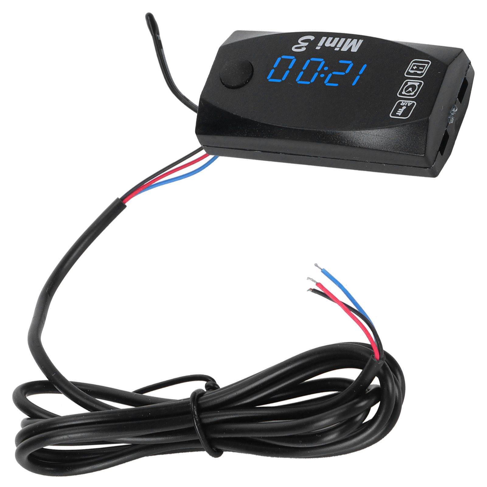 3 in 1 Waterproof LED Electronic Meter Motorcycle Digital Time Clock Thermometer VoltmeterBlue Light - Image 5