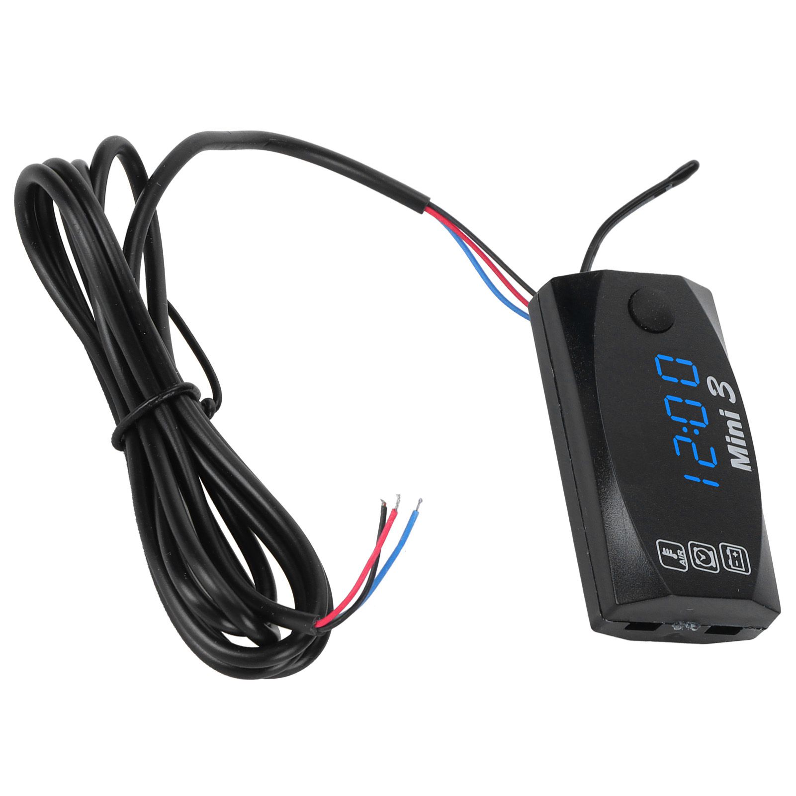 3 in 1 Waterproof LED Electronic Meter Motorcycle Digital Time Clock Thermometer VoltmeterBlue Light - Image 6