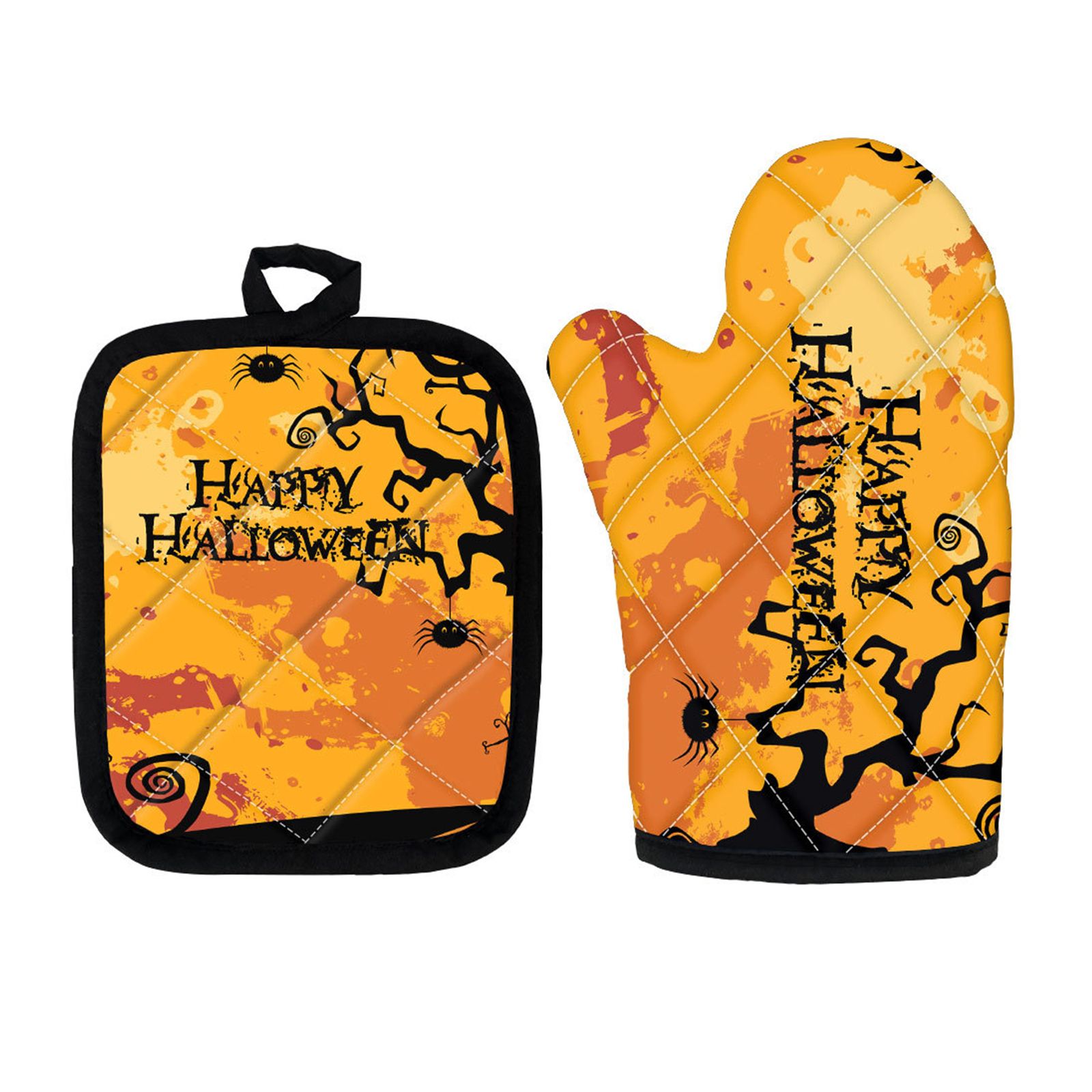Halloween Baking Insulation Gloves Oven Microwave Oven Gloves Mat Set - Image 1