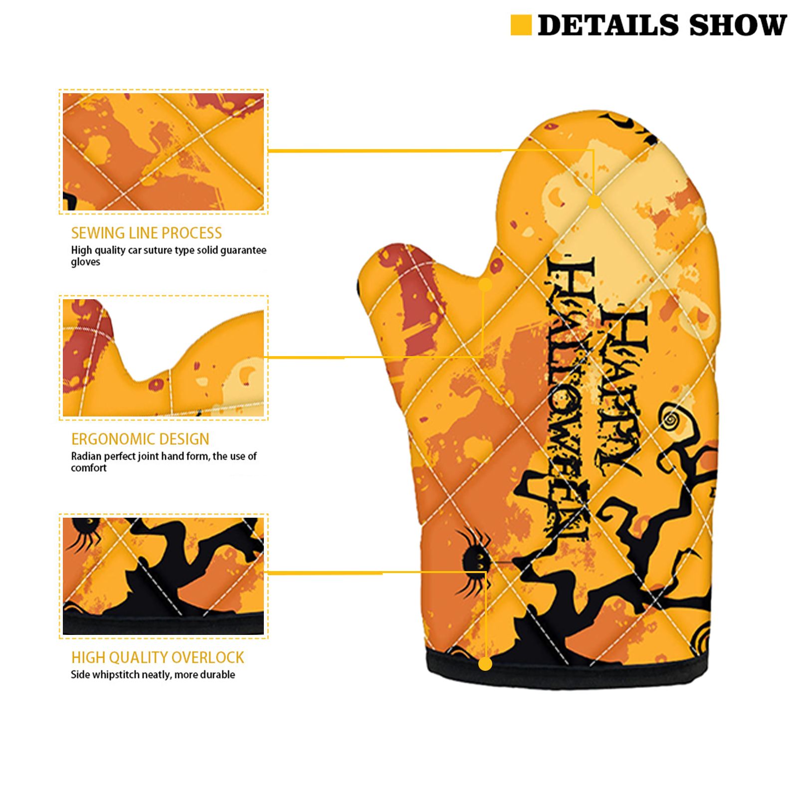 Halloween Baking Insulation Gloves Oven Microwave Oven Gloves Mat Set - Image 5