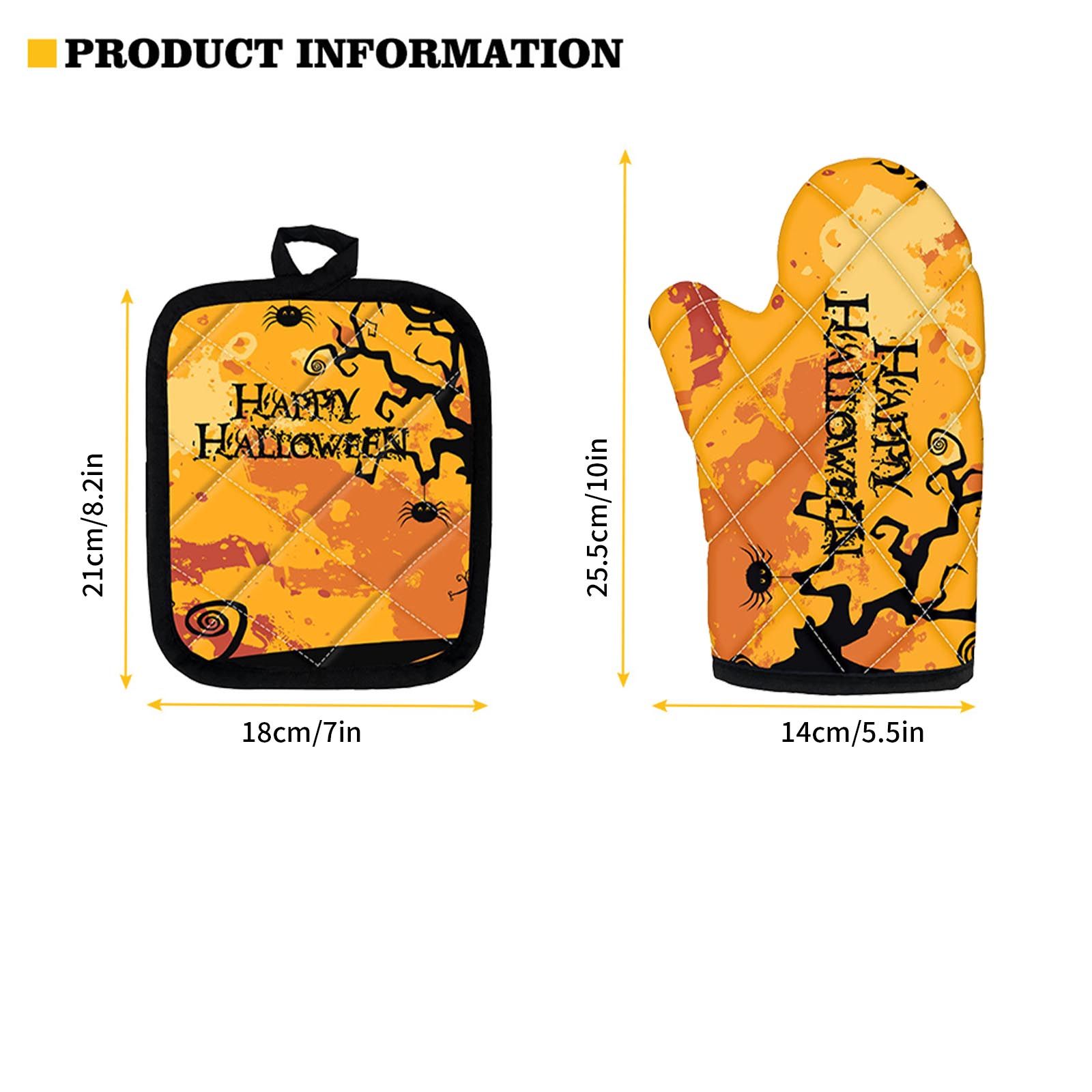 Halloween Baking Insulation Gloves Oven Microwave Oven Gloves Mat Set - Image 6