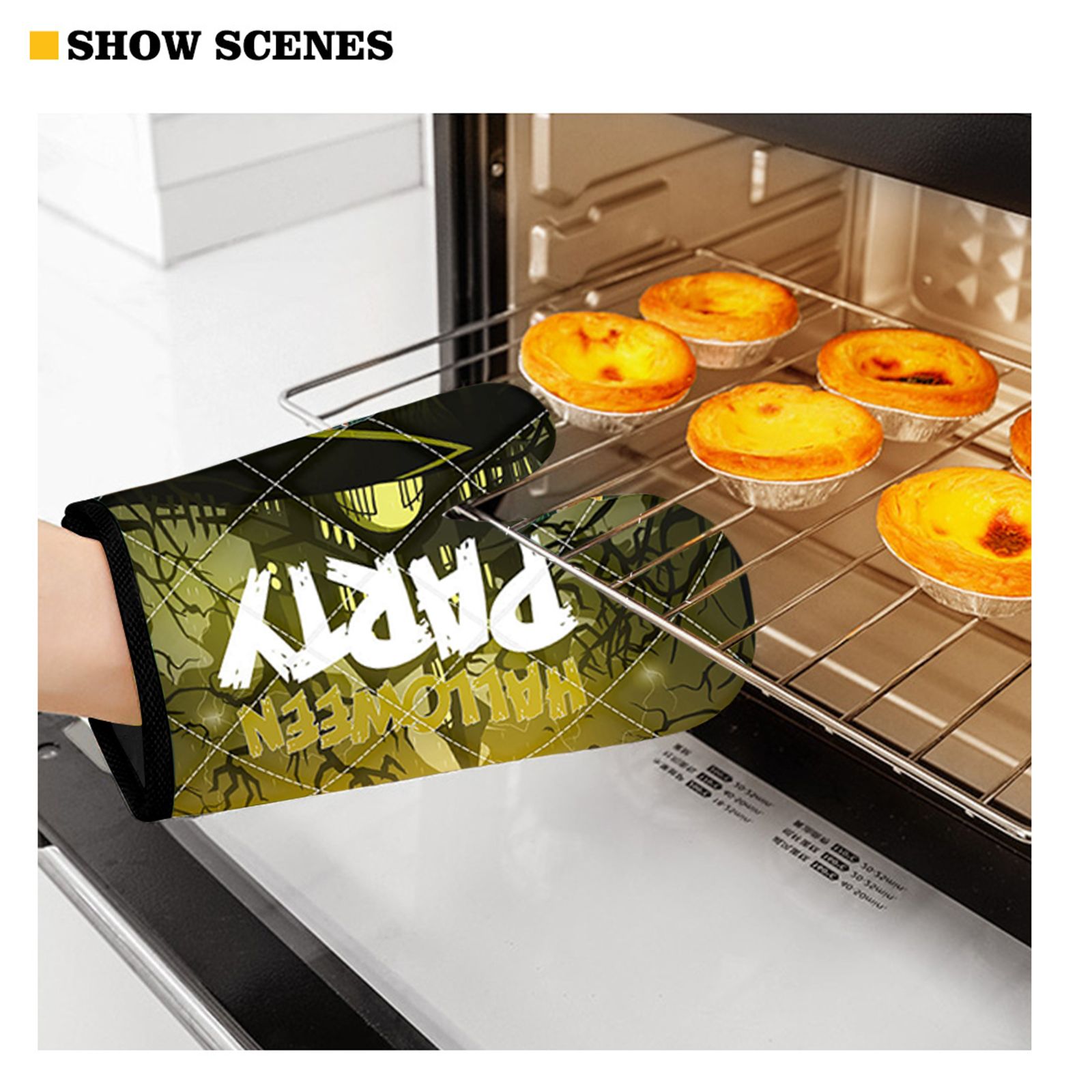 Halloween Baking Insulation Gloves Oven Microwave Oven Gloves Mat Set - Image 7