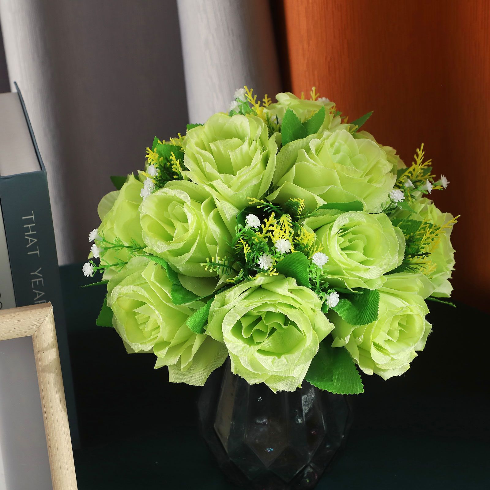 Flower Balls Bouquet Silk Cloth Simulation Bouquet Prop for Car Auditorium Hall Decoration Green - Image 7