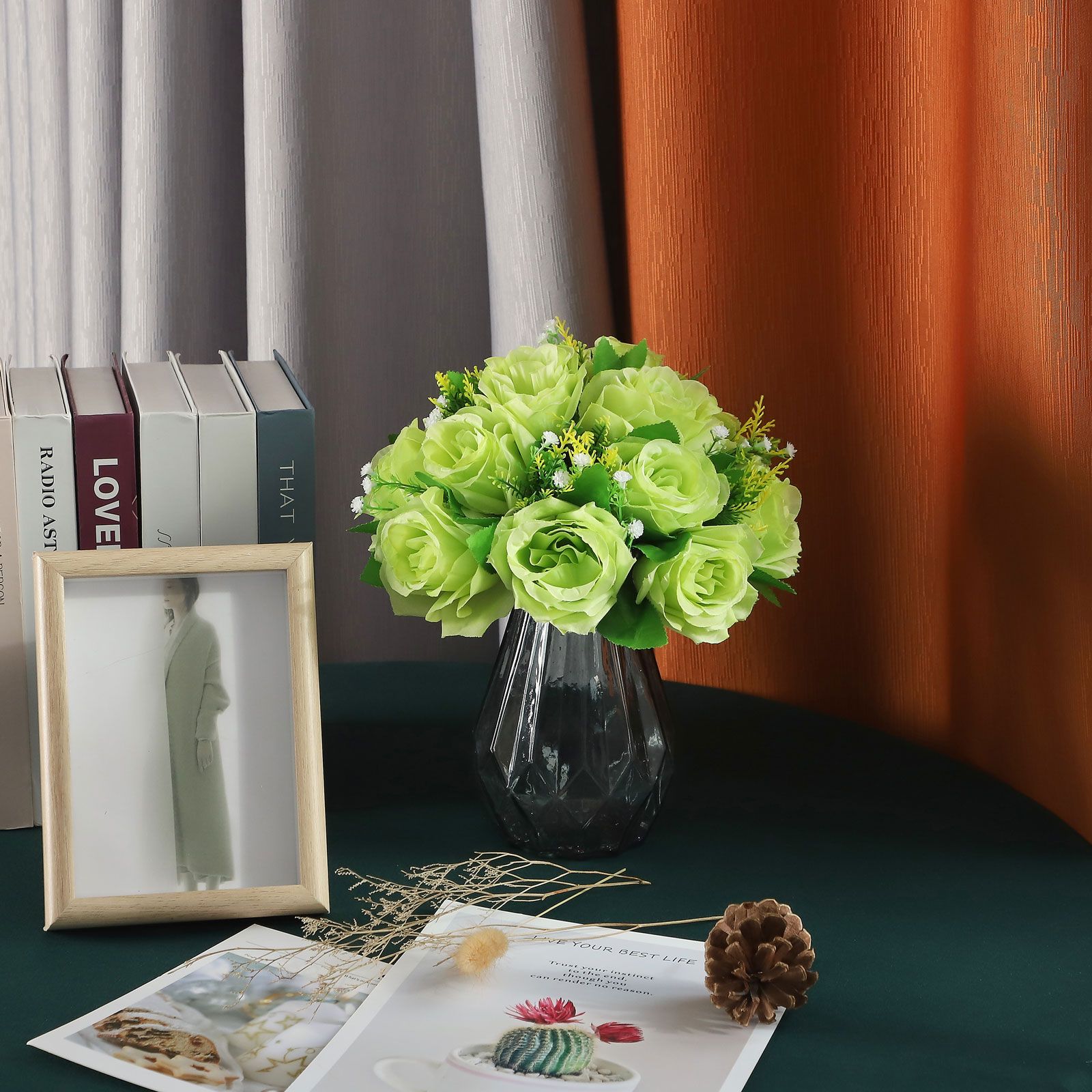 Flower Balls Bouquet Silk Cloth Simulation Bouquet Prop for Car Auditorium Hall Decoration Green - Image 8