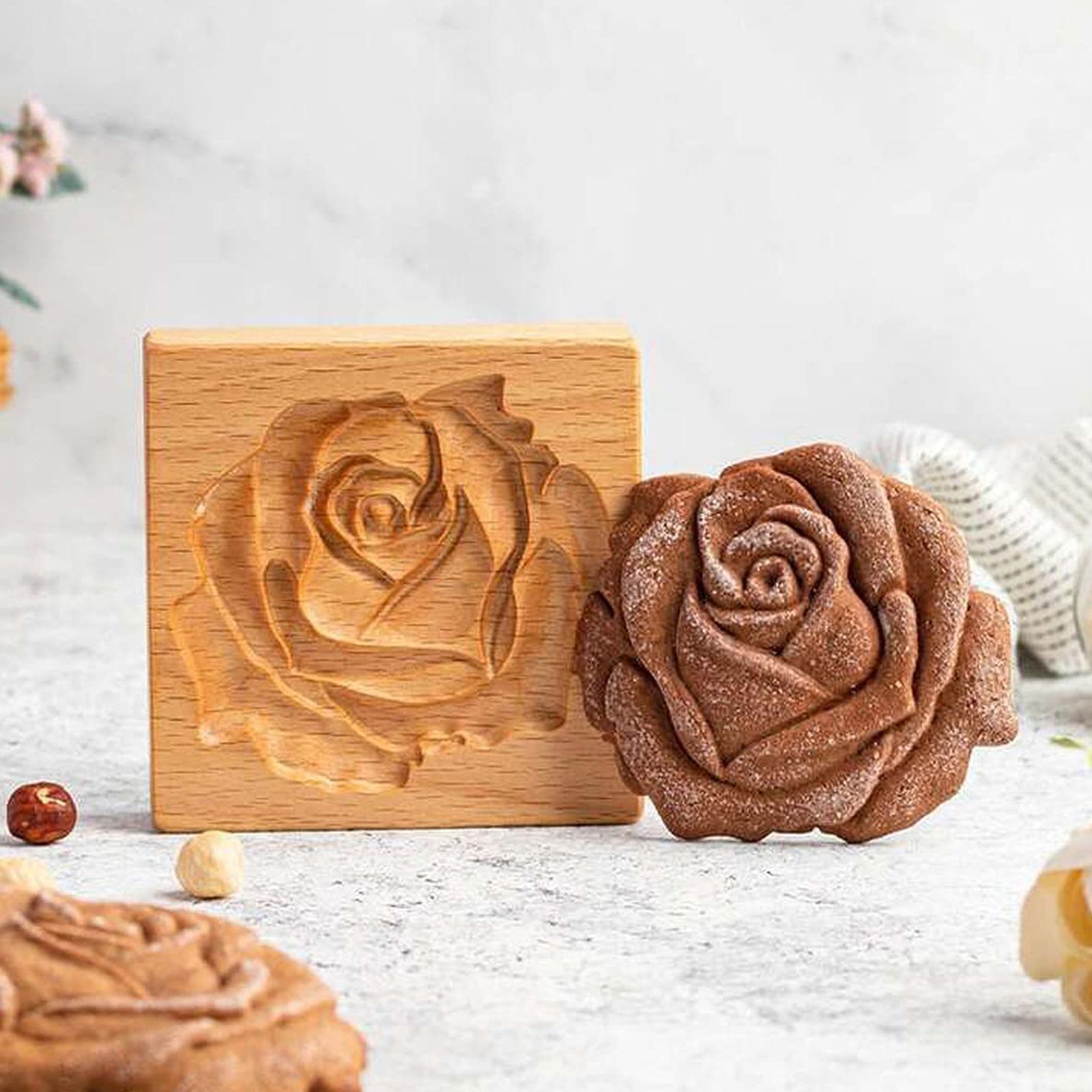 Wooden Cookie Cutter Baking Mold Carved Biscuit Cutter Embossing Mold Cookie Presses Stamps Gingerbread Cookie Mold for Cookies DIY Handmade Biscuits - Image 7