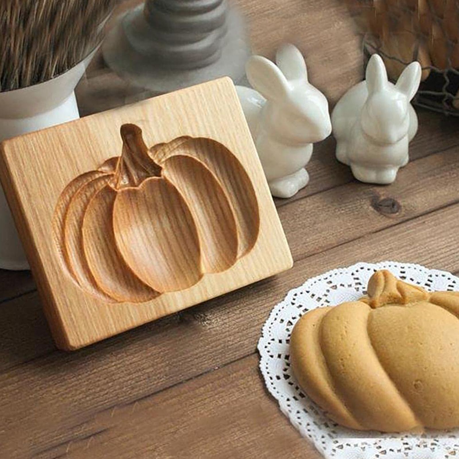 Wooden Cookie Cutter Baking Mold Carved Biscuit Cutter Embossing Mold Cookie Presses Stamps Gingerbread Cookie Mold for Cookies DIY Handmade Biscuits - Image 8
