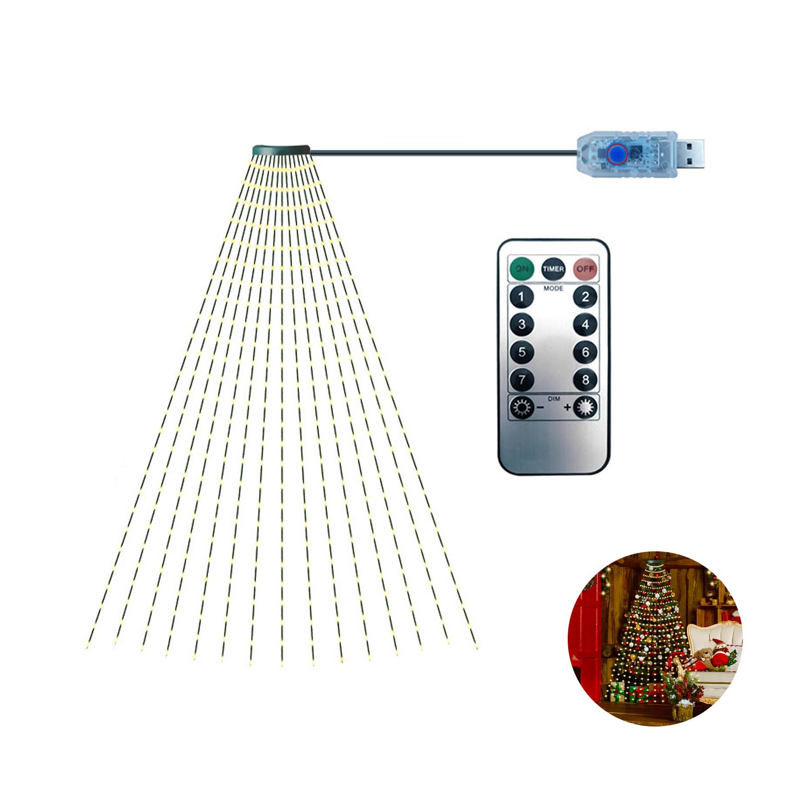 Christmas Tree Decorative Lights String Garden Layout Waterfall Lights Party Camping Atmosphere Lights LED Water Lights - Image 1