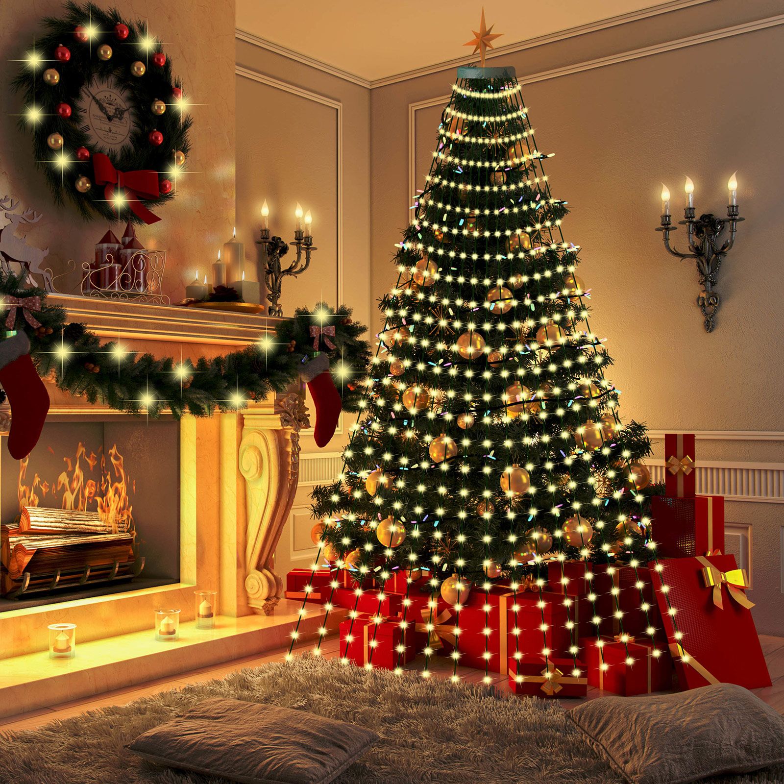 Christmas Tree Decorative Lights String Garden Layout Waterfall Lights Party Camping Atmosphere Lights LED Water Lights - Image 5