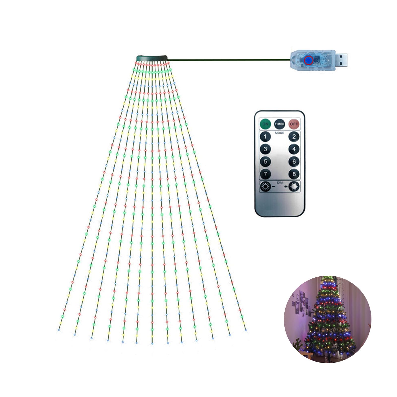 Christmas Tree Decorative Lights String Garden Layout Waterfall Lights Party Camping Atmosphere Lights LED Water Lights - Image 1