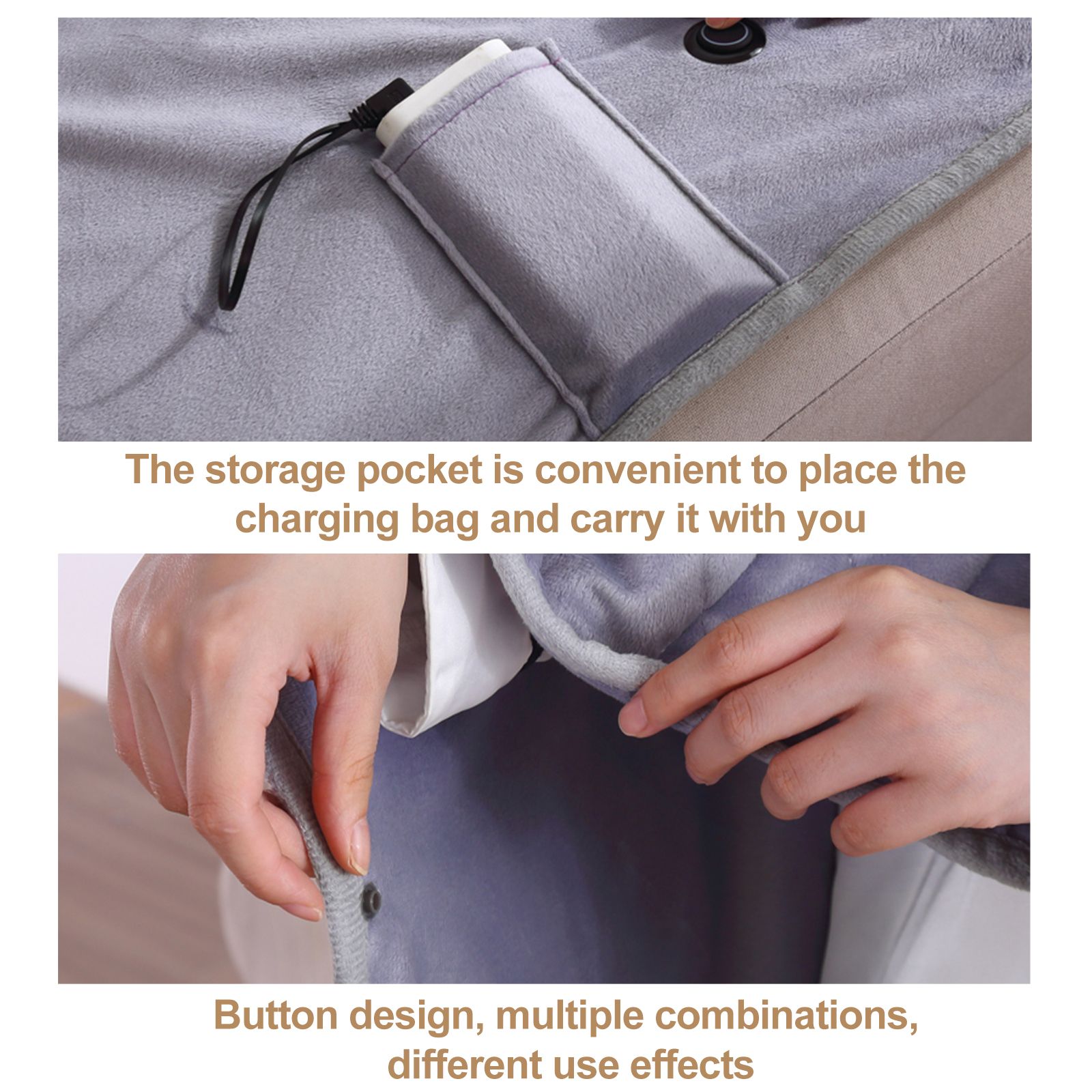 Wearable USB Electric Blanket Heating Blanket with Timing Function 3 Gear Adjustment - Image 4
