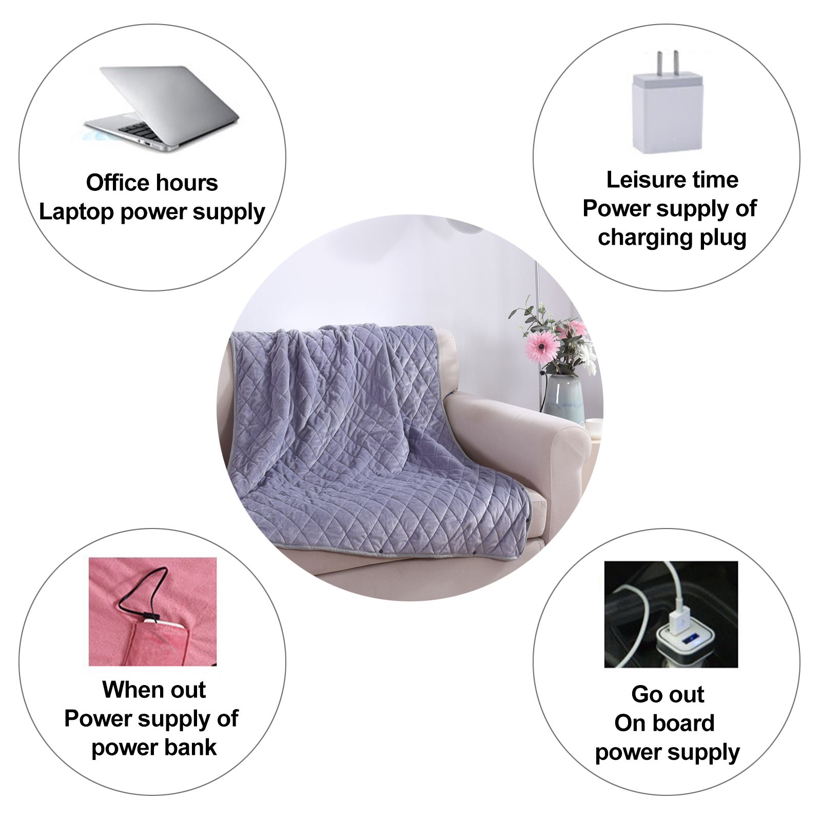 Wearable USB Electric Blanket Heating Blanket with Timing Function 3 Gear Adjustment - Image 6