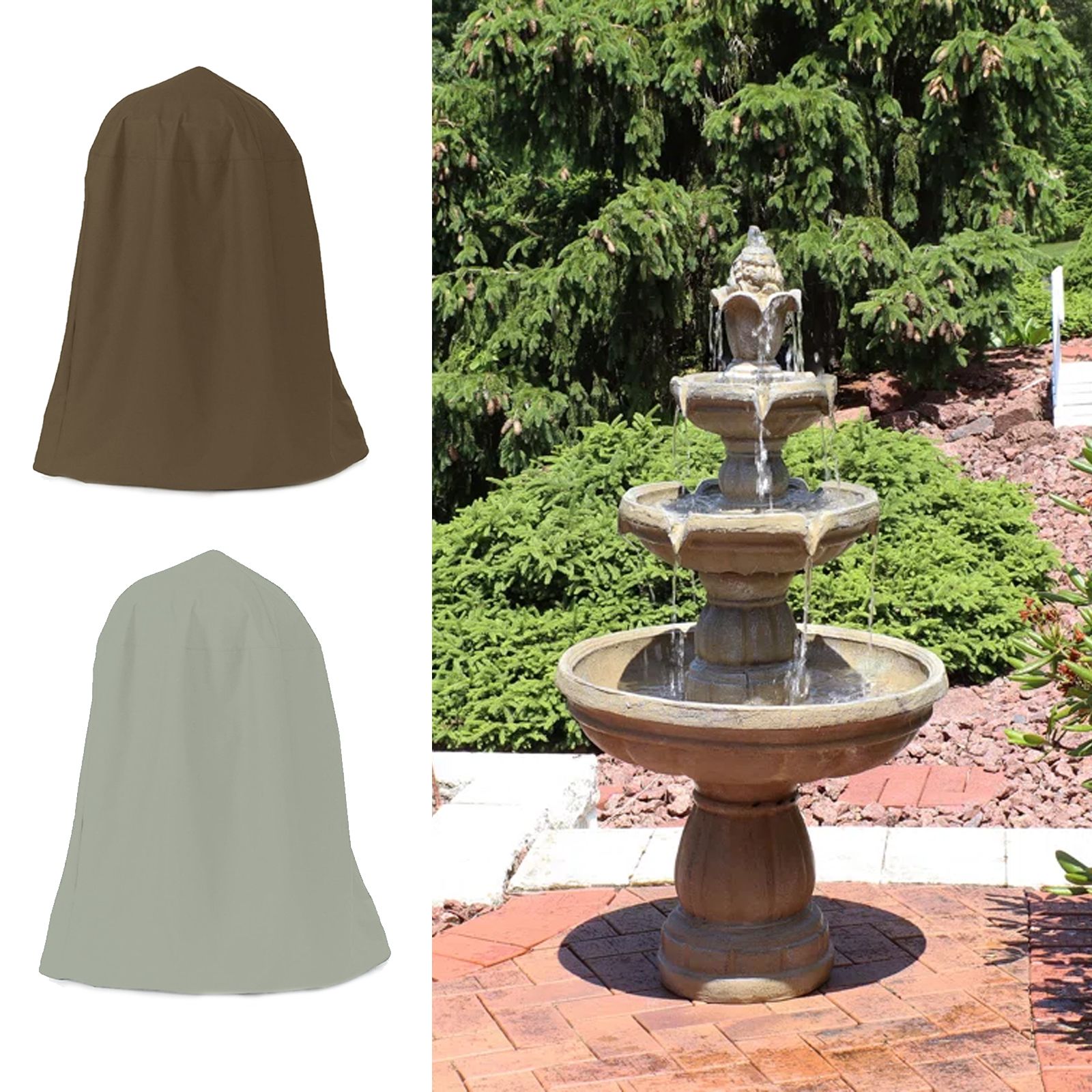 Garden Fountain Statue Protective Cover Silver Coated Oxford Cloth Waterproof Windproof Fountain Protector - Image 8