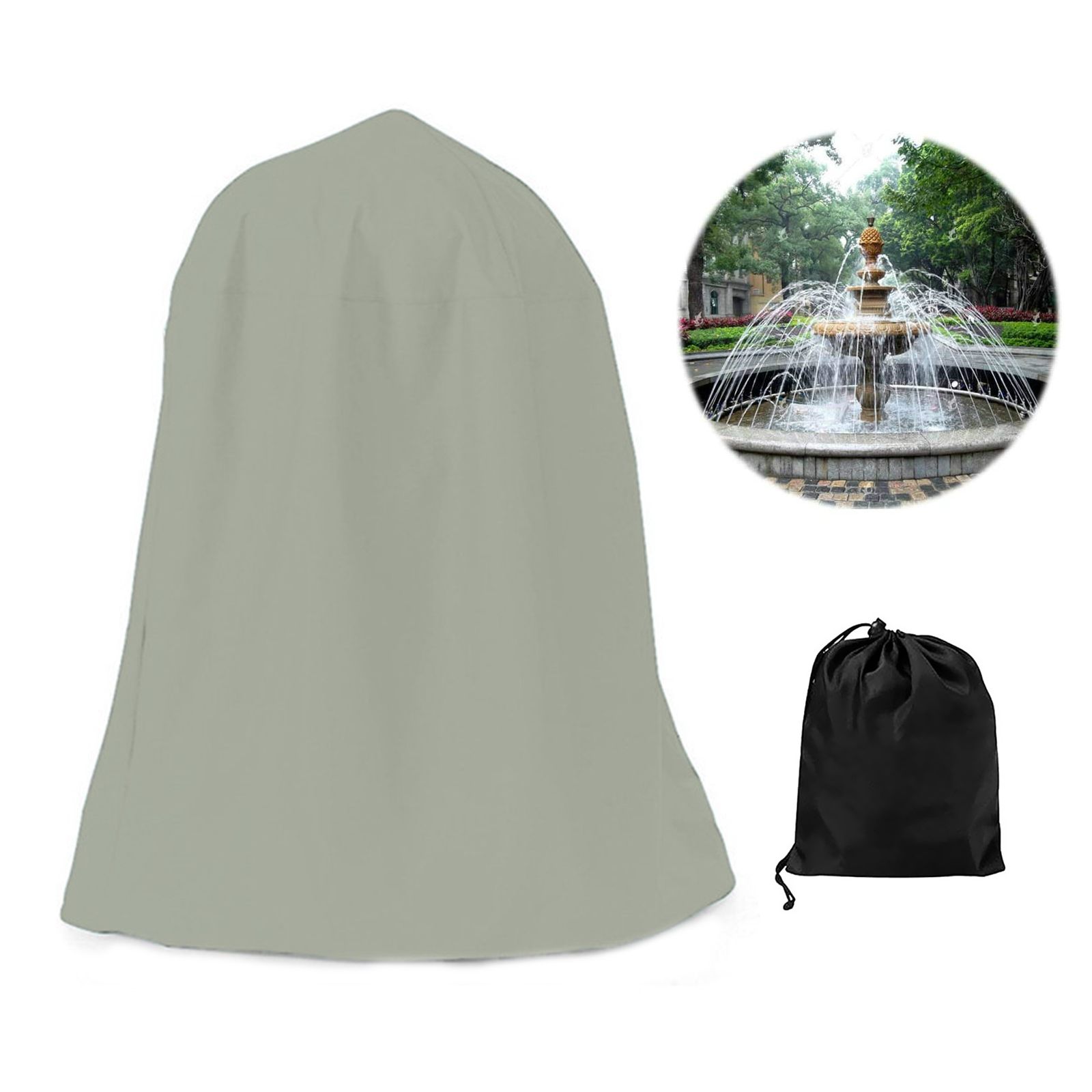 Garden Fountain Statue Protective Cover Silver Coated Oxford Cloth Waterproof Windproof Fountain Protector - Image 1