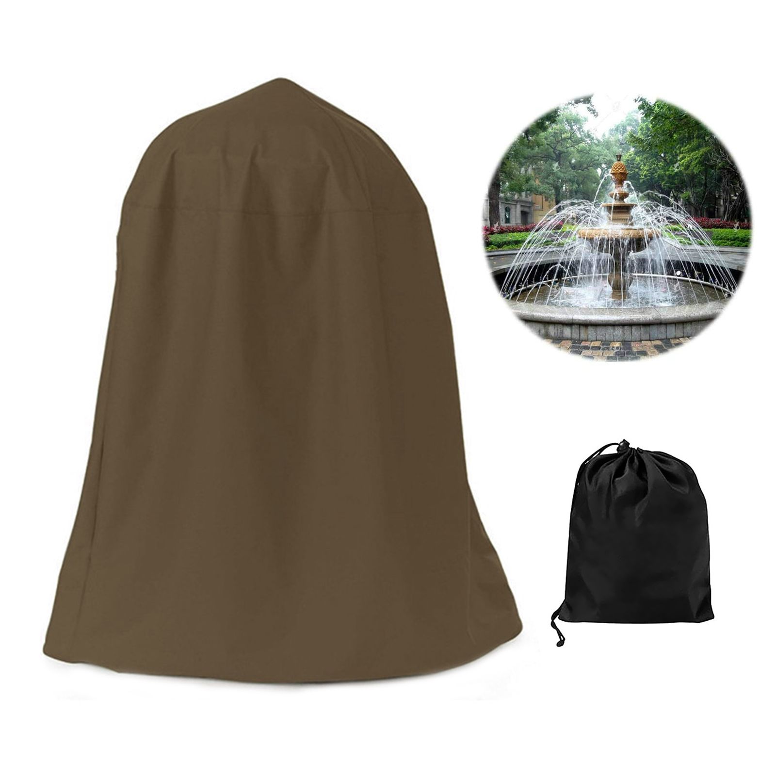 Garden Fountain Statue Protective Cover Silver Coated Oxford Cloth Waterproof Windproof Fountain Protector - Image 1