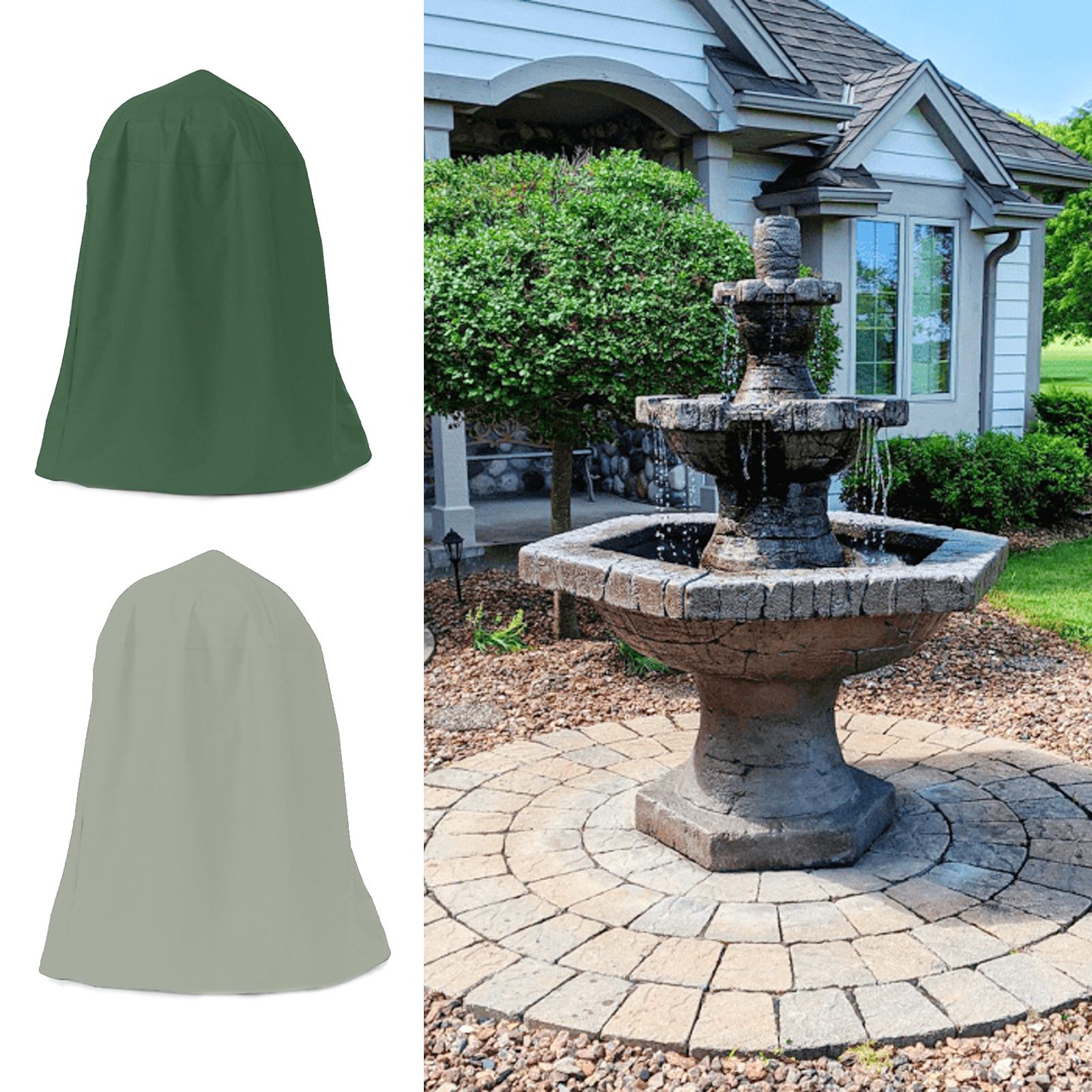 Garden Fountain Statue Protective Cover Silver Coated Oxford Cloth Waterproof Windproof Fountain Protector - Image 7