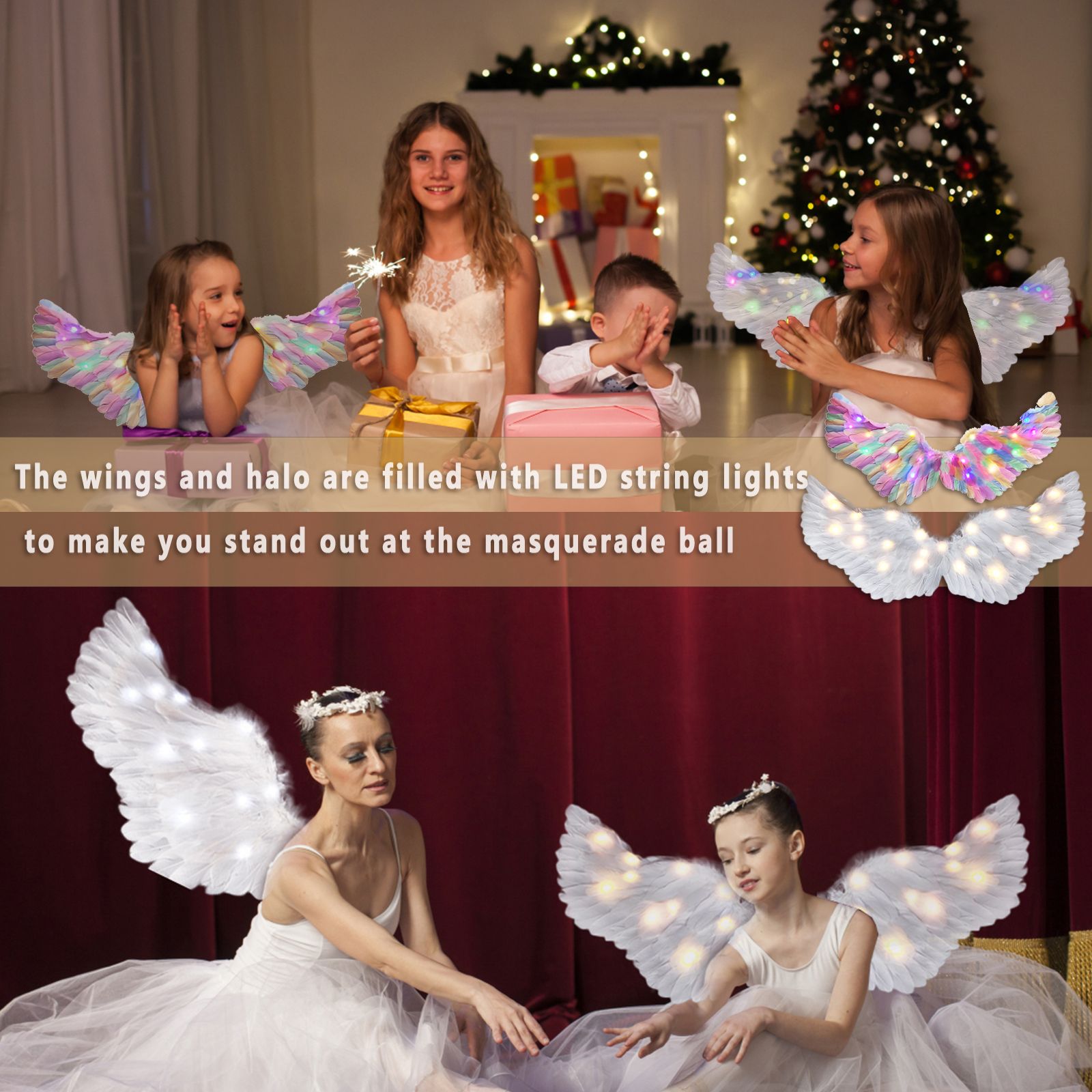 Glowing Angel Wings with LED String Lights Halloween Party Cosplay Costume Accessories Props - Image 5