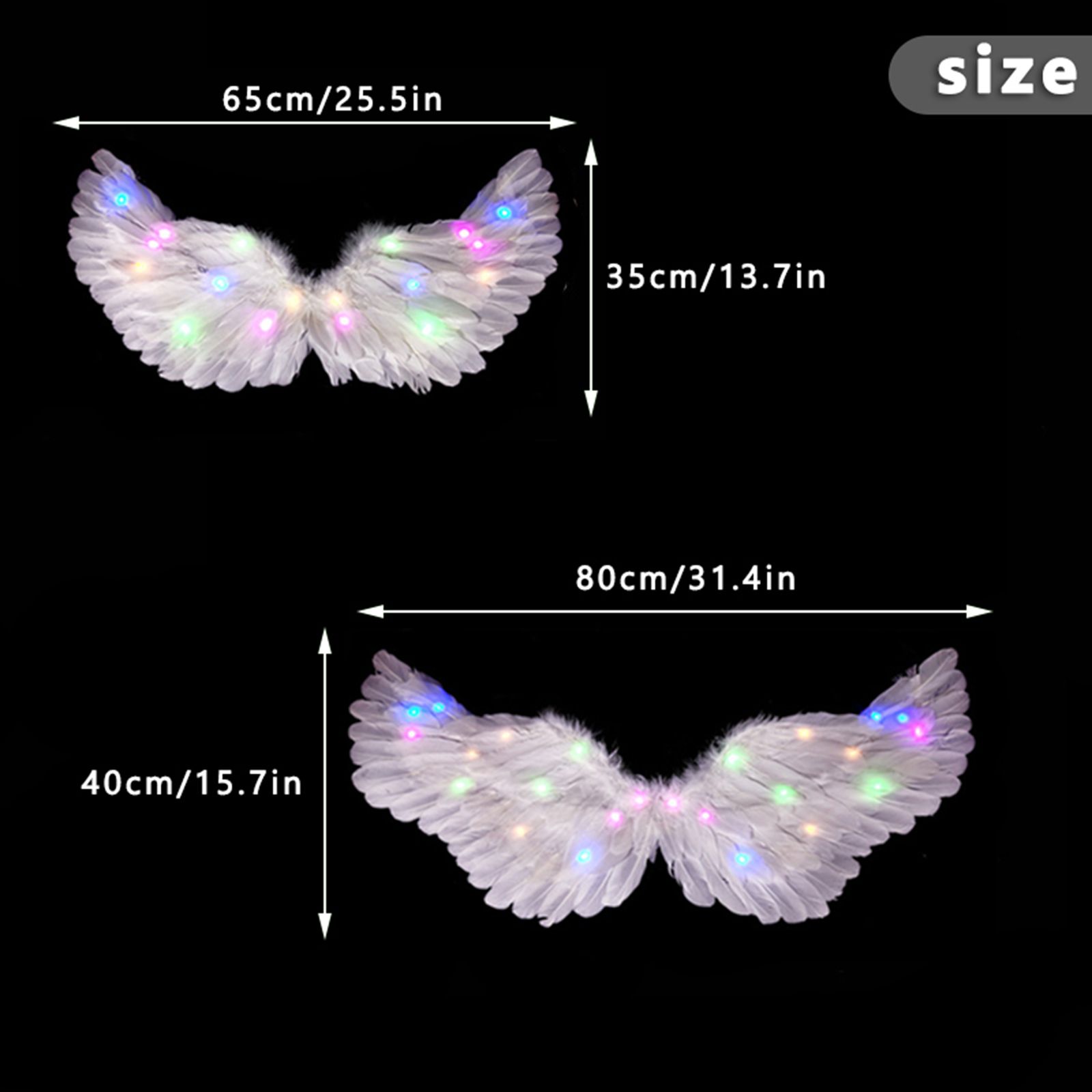 Glowing Angel Wings with LED String Lights Halloween Party Cosplay Costume Accessories Props - Image 6