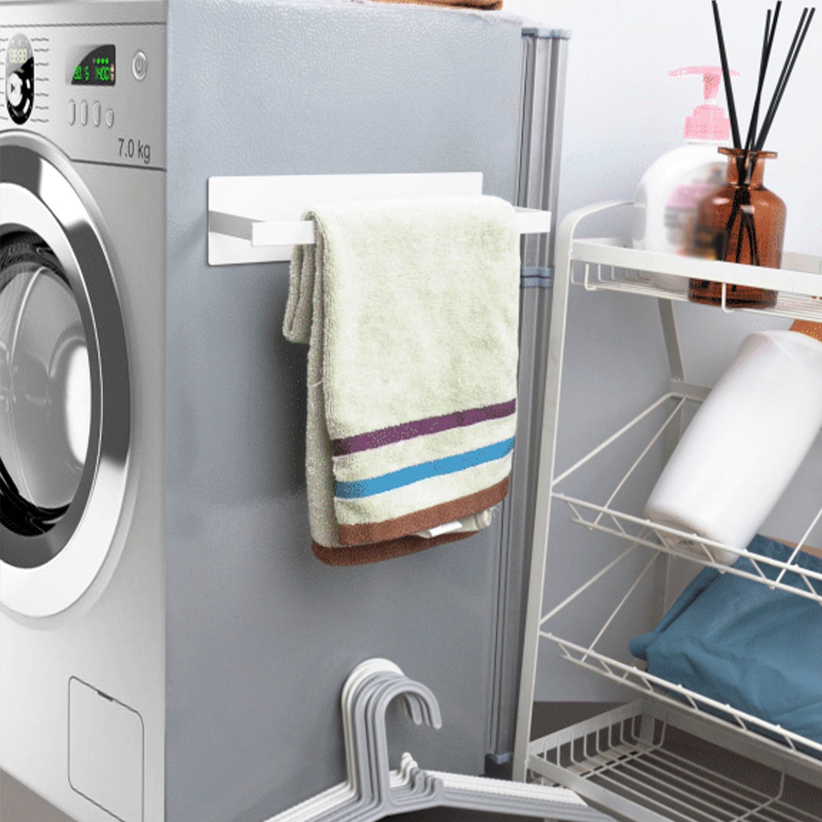 Washing Machine Side Hanger Non Punching Magnetic Hanger Storage Rack - Image 6