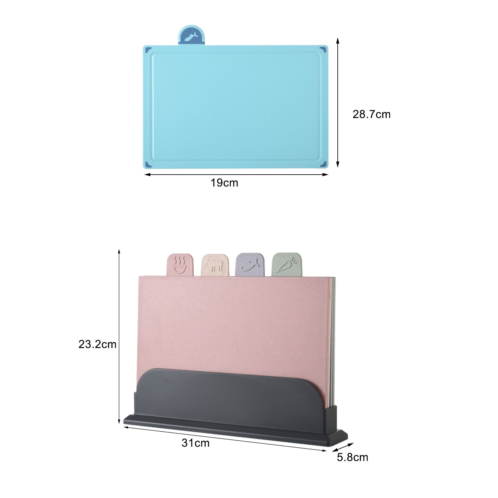4 Pcs Creative Complementary Food Special Wheat Straw Cutting Board PP Plastic Cutting Board Cutting Board - Image 8