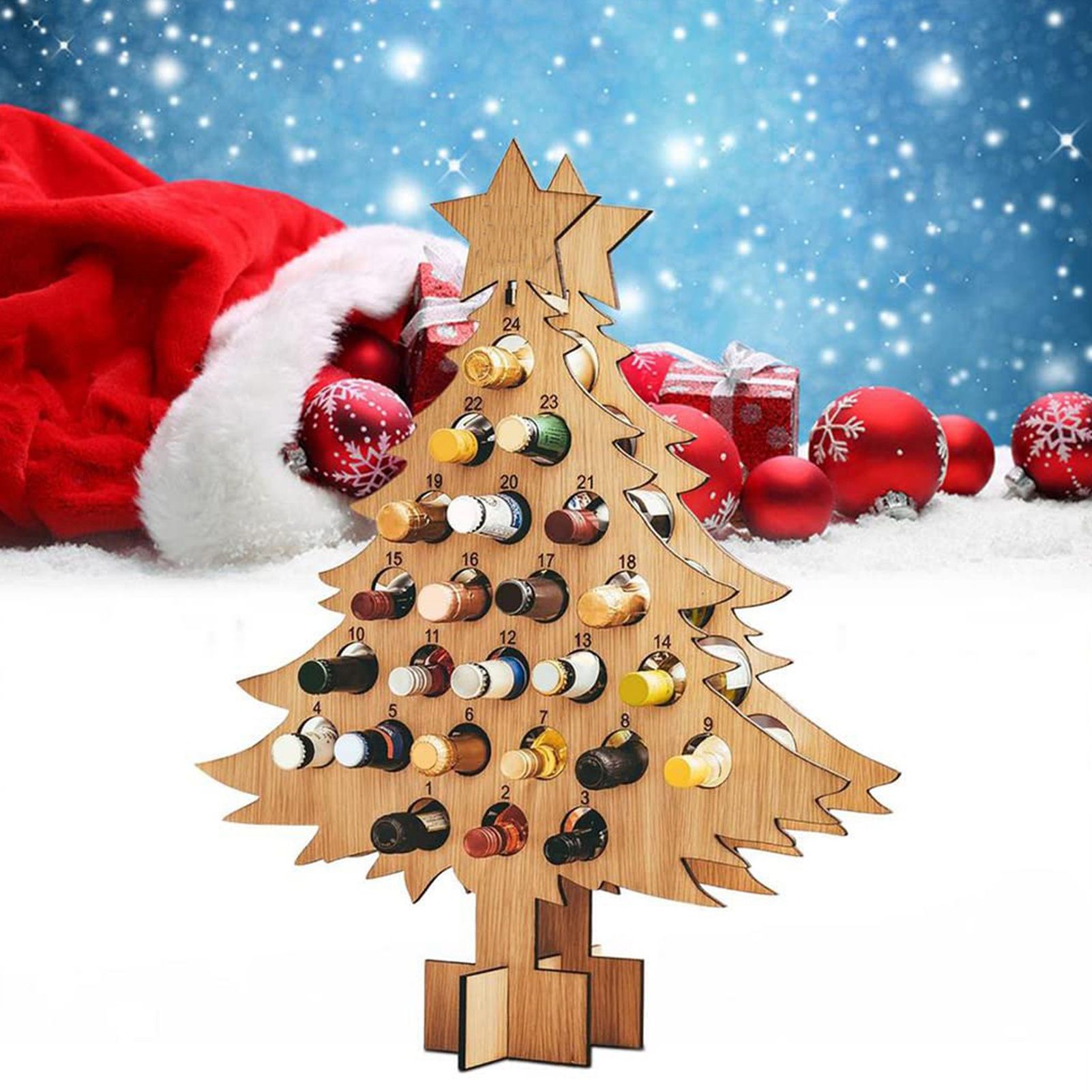 Adult Christmas Tree Countdown Decorations Christmas Wine Rack Wine Holder Decor - Image 2