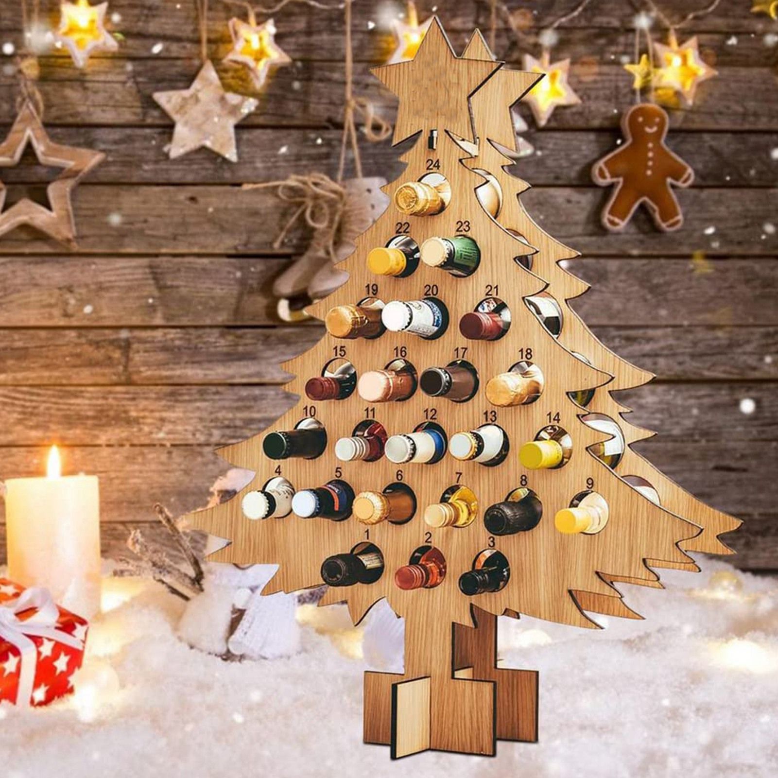 Adult Christmas Tree Countdown Decorations Christmas Wine Rack Wine Holder Decor - Image 5