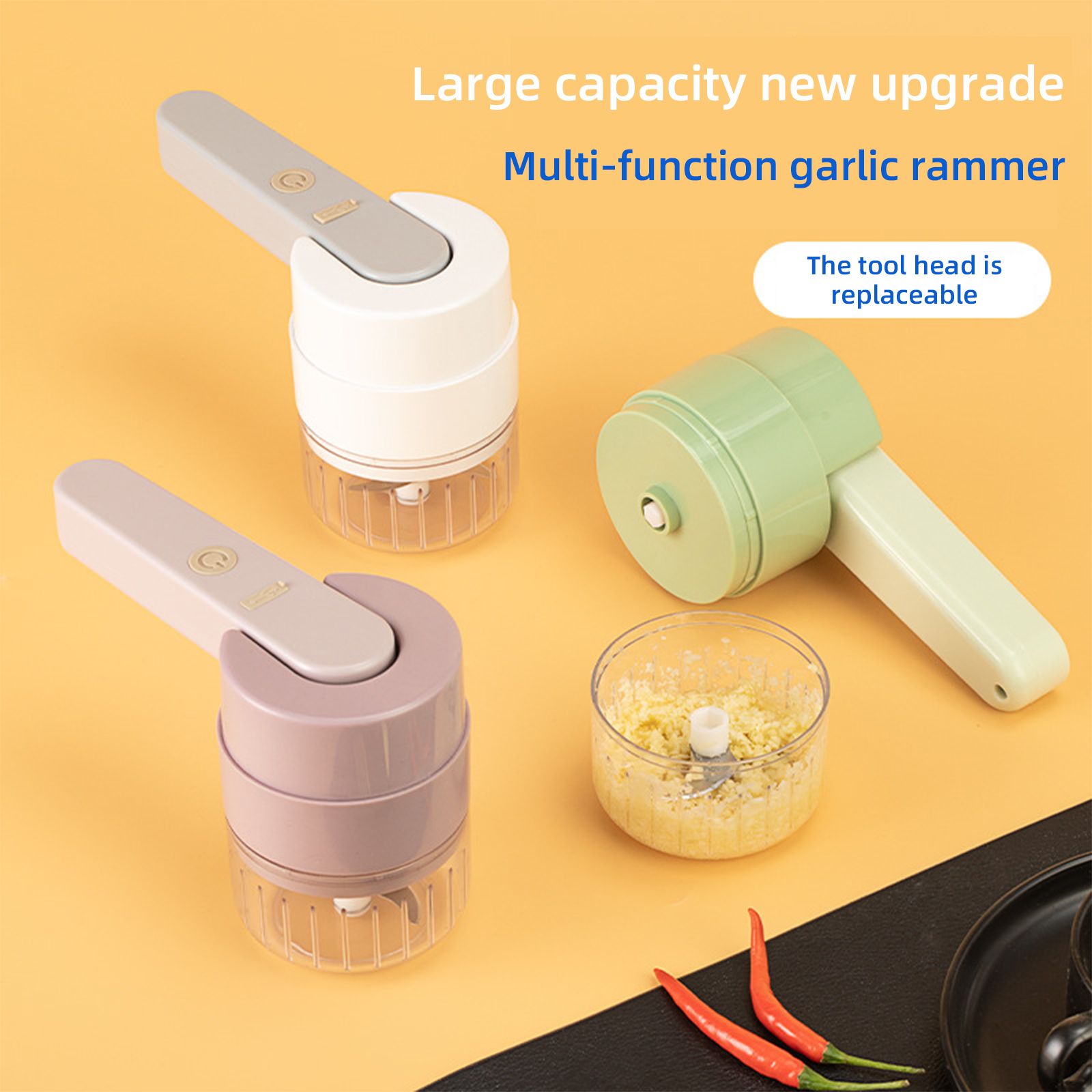 6 In1 Garlic Beater Wireless Garlic Masher Multifunctional Mini Handheld Small Whisk Garlic Masher Home Electric Garlic Masher - Image 4