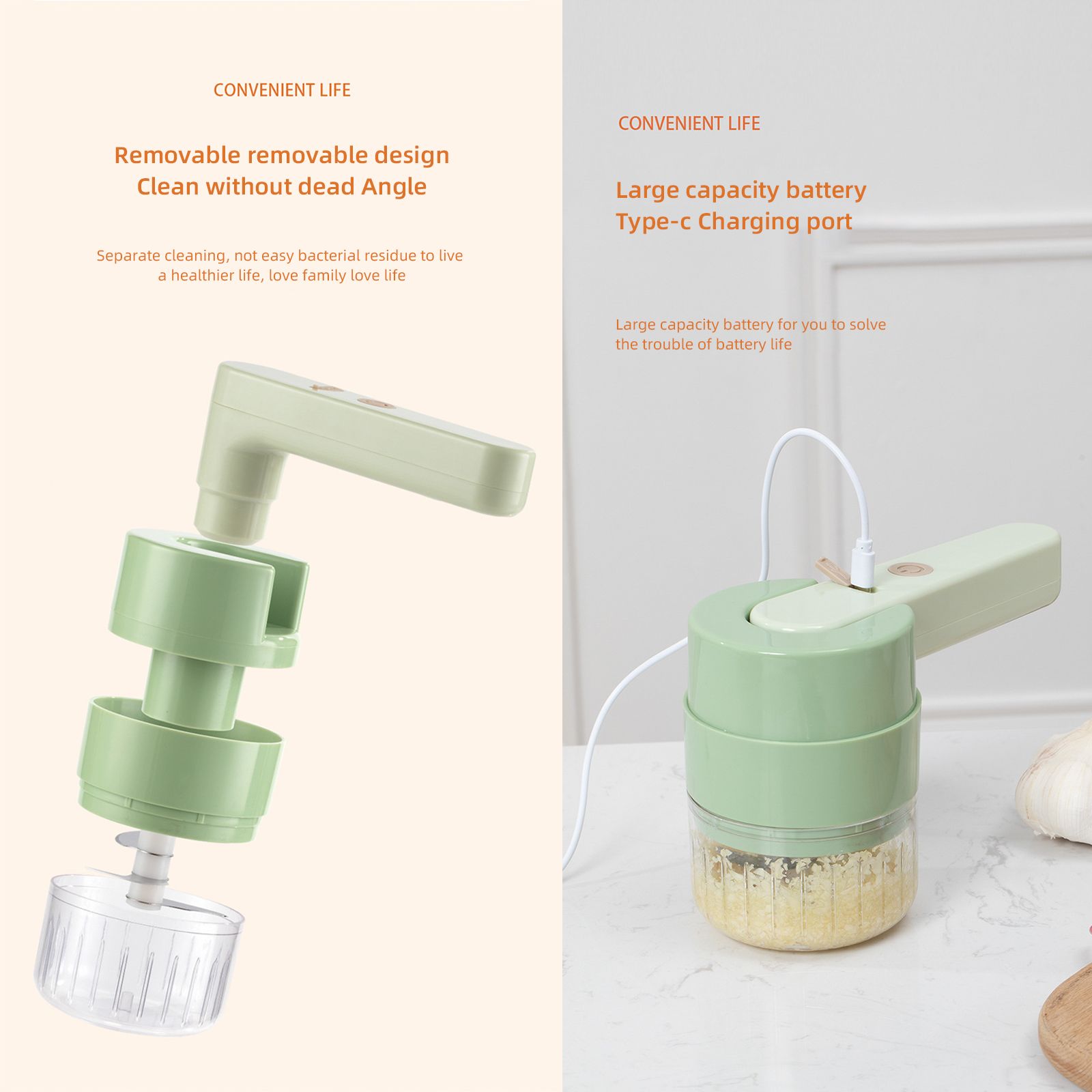 6 In1 Garlic Beater Wireless Garlic Masher Multifunctional Mini Handheld Small Whisk Garlic Masher Home Electric Garlic Masher - Image 7