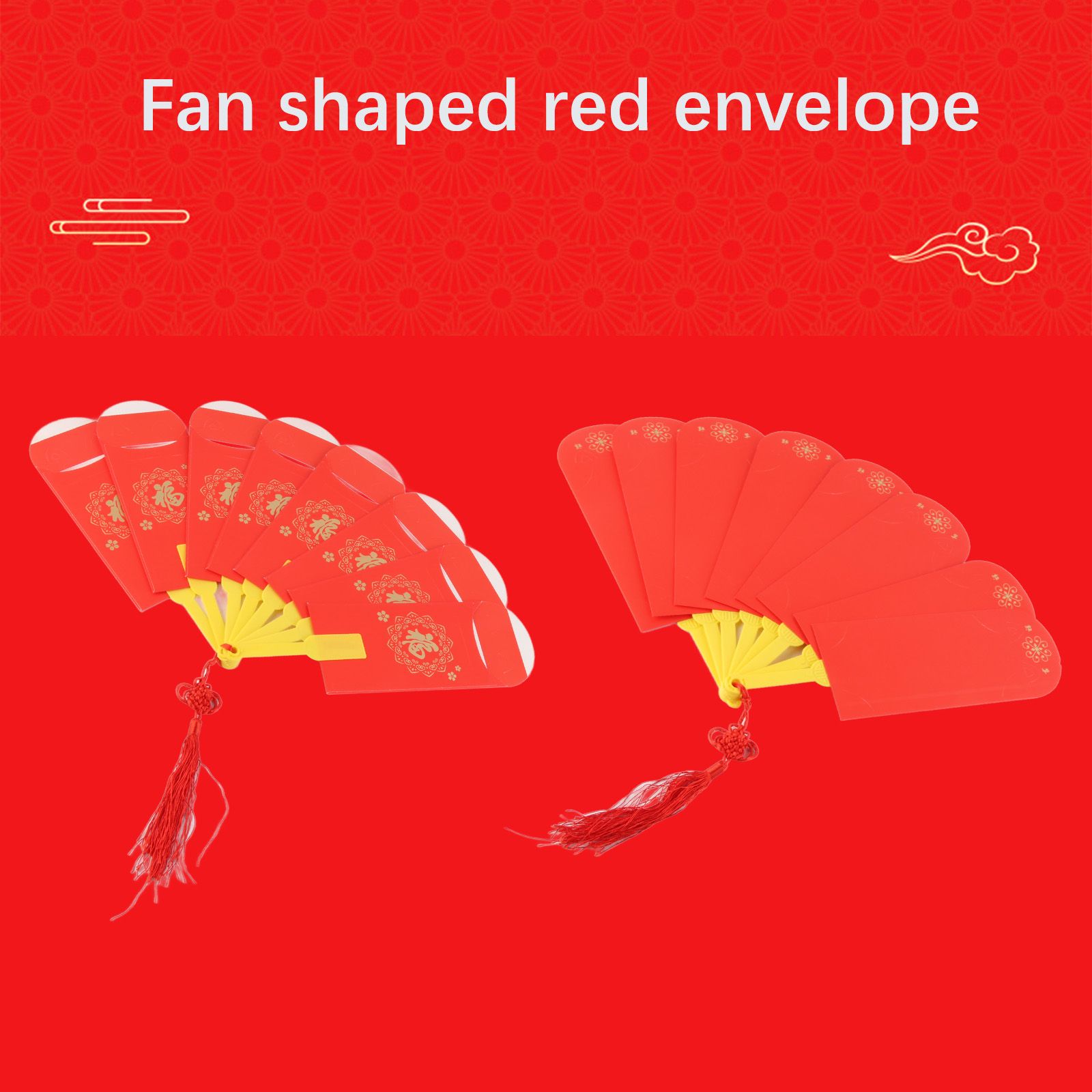 2023 Rabbit Year Spring Festival Creative Fan Shaped Folding Red Envelope New Year Fan Red Envelope - Image 5