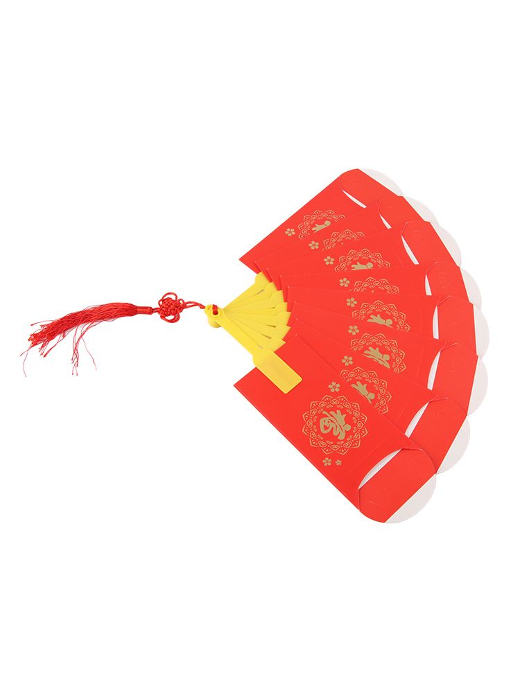 2023 Rabbit Year Spring Festival Creative Fan Shaped Folding Red Envelope New Year Fan Red Envelope - Image 8